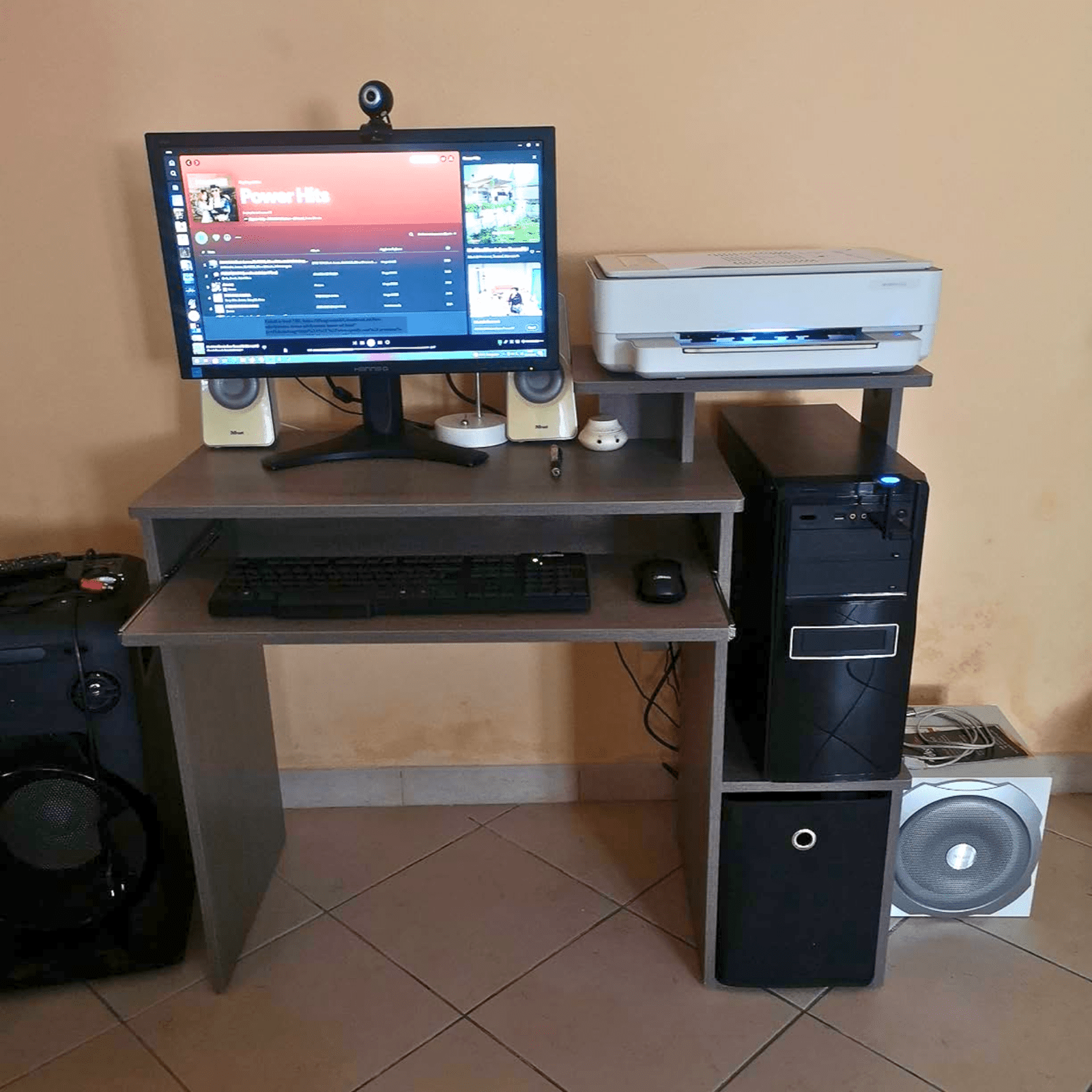 Grey Computer Desk Shelves Home Office Study Workstation Table PC Laptop Desks - Home and Garden Furniture Shop - rustic - furniture