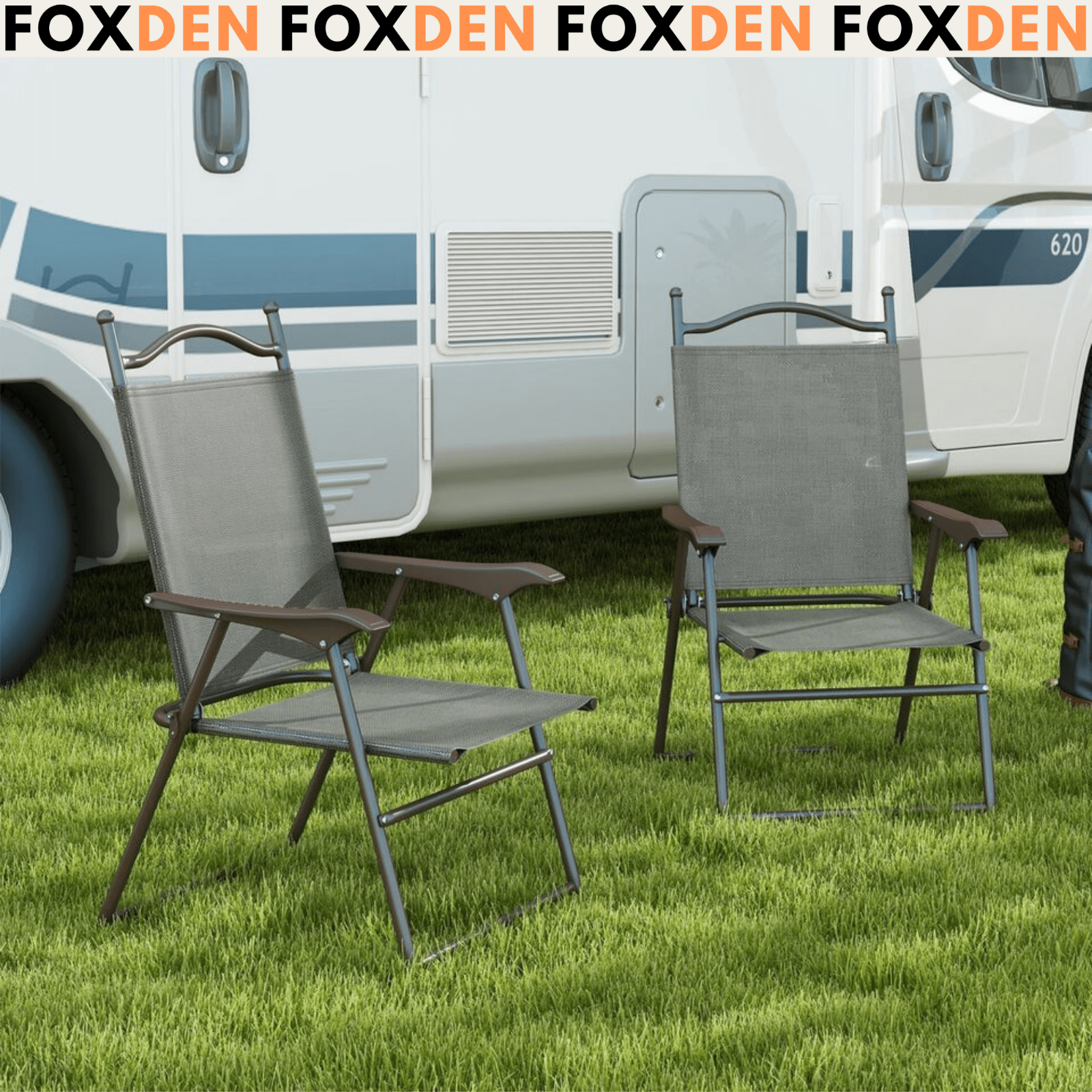 Grey Folding Chairs Set of 2 Outdoor Camping Seat Portable Patio Garden Chair - Home and Garden Furniture Shop - #rustic - furniture#