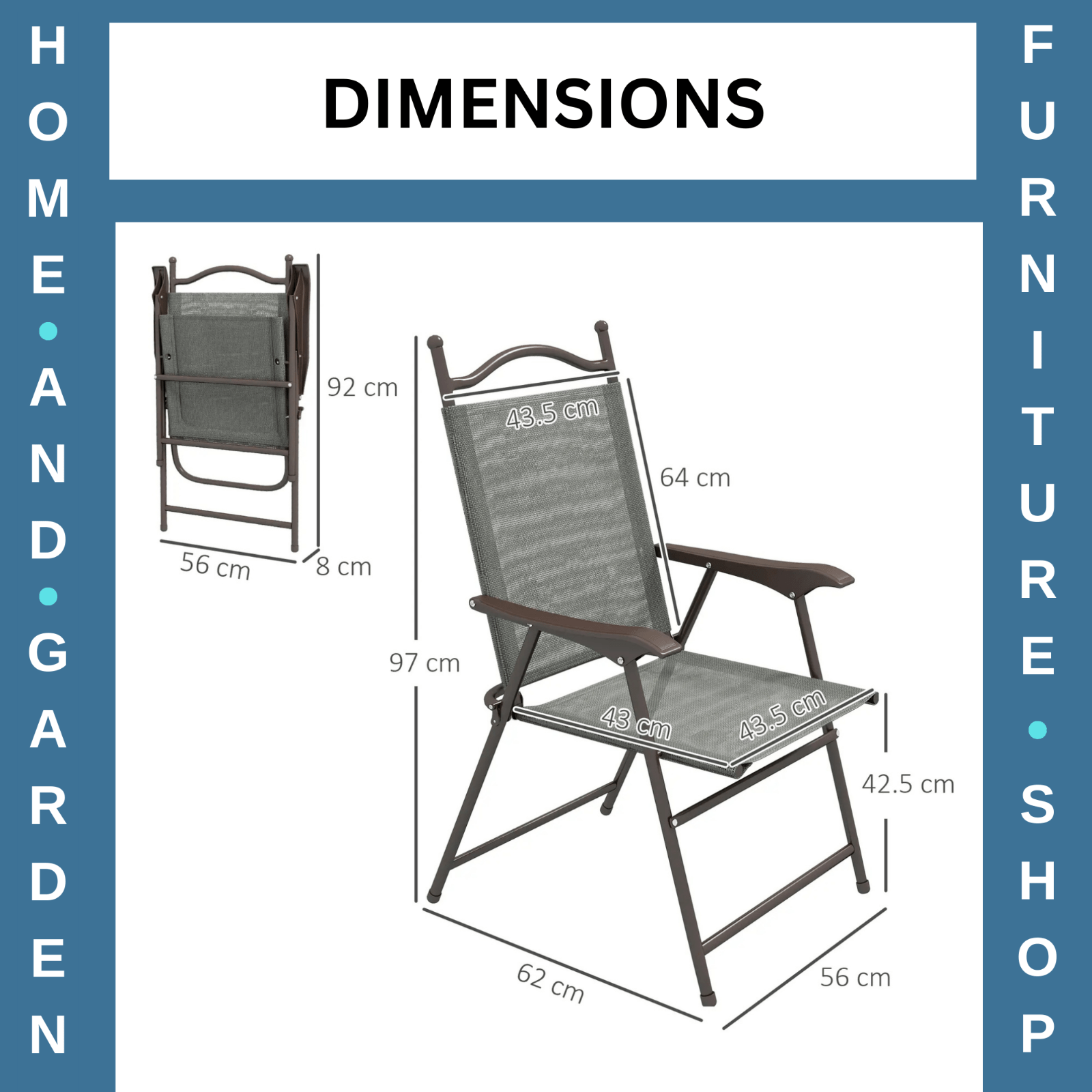Grey Folding Chairs Set of 2 Outdoor Camping Seat Portable Patio Garden Chair - Home and Garden Furniture Shop - rustic - furniture
