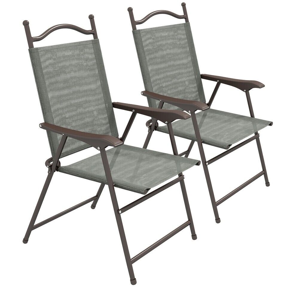 Grey Folding Chairs Set of 2 Outdoor Camping Seat Portable Patio Garden Chair - Home and Garden Furniture Shop - #rustic - furniture#