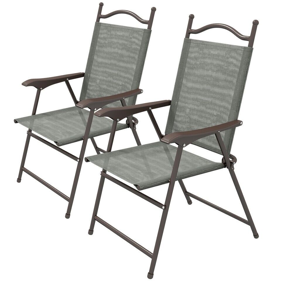 Grey Folding Chairs Set of 2 Outdoor Camping Seat Portable Patio Garden Chair - Home and Garden Furniture Shop - #rustic - furniture#