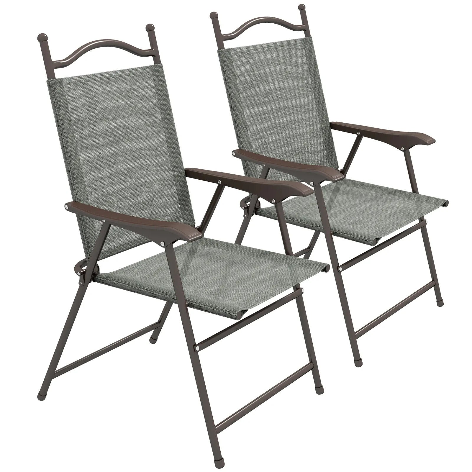 Grey Folding Chairs Set of 2 Outdoor Camping Seat Portable Patio Garden Chair - Home and Garden Furniture Shop - rustic - furniture
