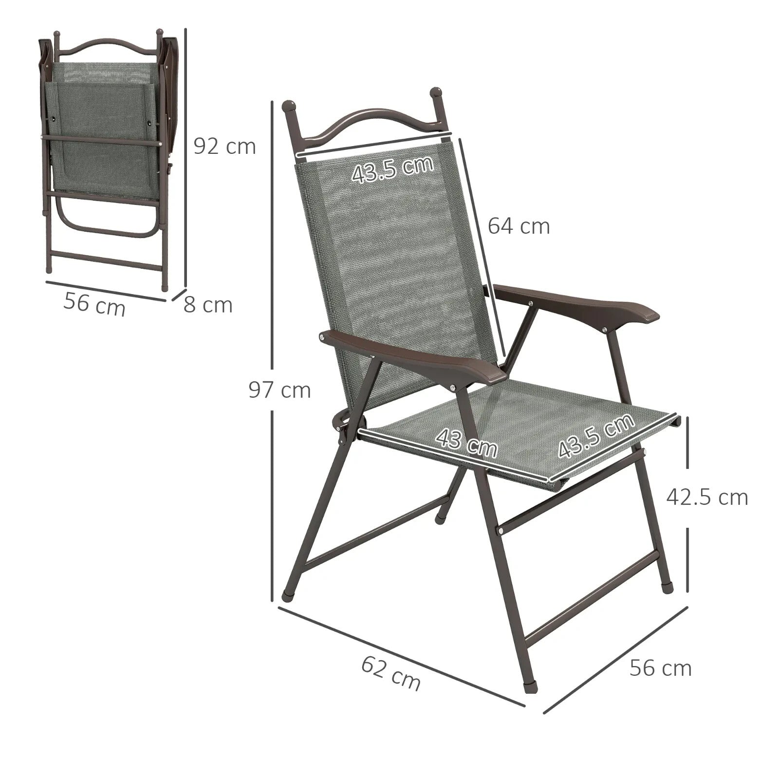 Grey Folding Chairs Set of 2 Outdoor Camping Seat Portable Patio Garden Chair - Home and Garden Furniture Shop - rustic - furniture