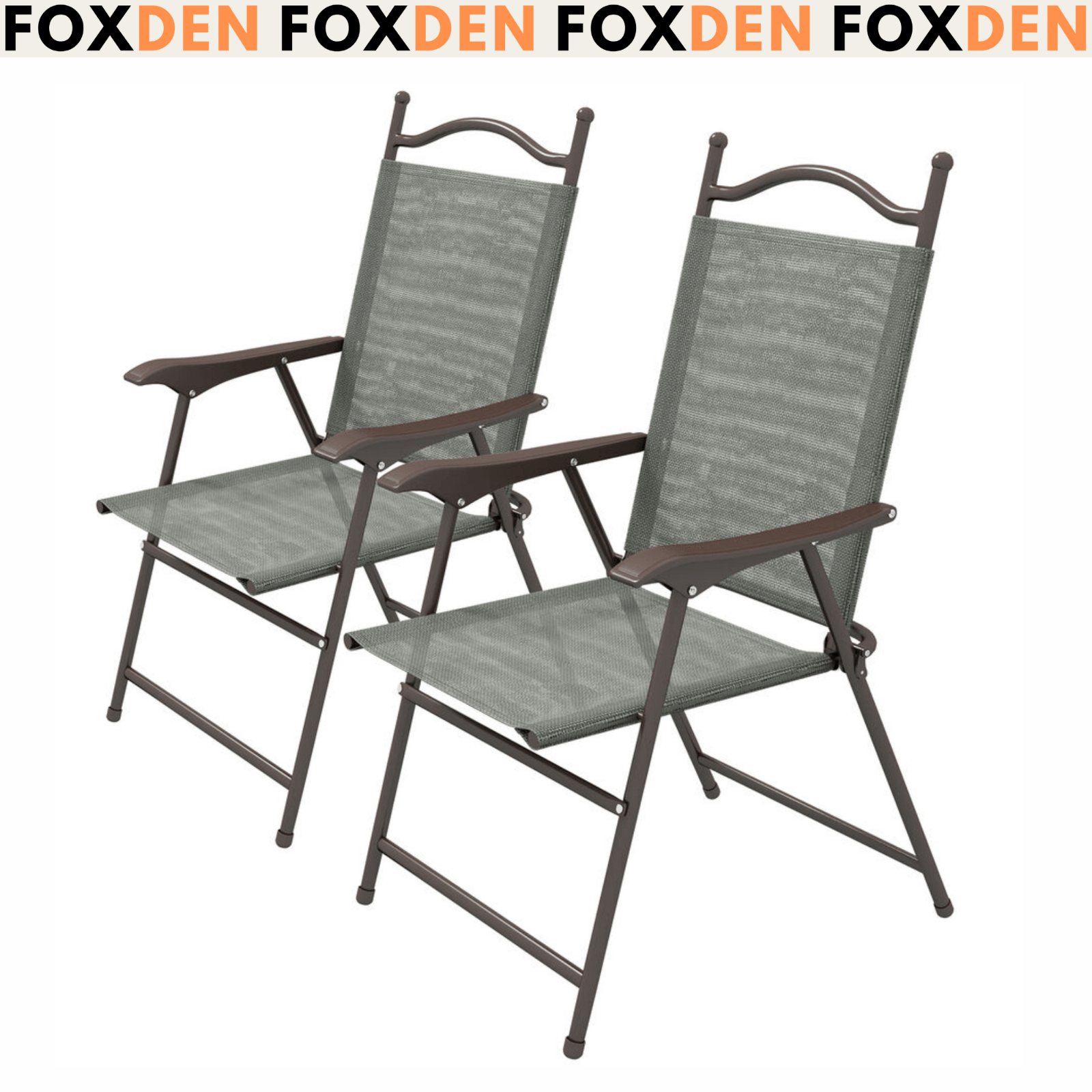 Grey Folding Chairs Set of 2 Outdoor Camping Seat Portable Patio Garden Chair - Home and Garden Furniture Shop - #rustic - furniture#