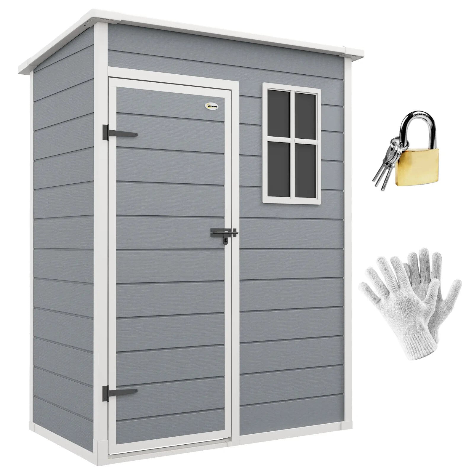 Grey Garden Storage Shed with Lockable Door Window 5x3ft Utility Tool Cabinet - Home and Garden Furniture Shop - rustic - furniture