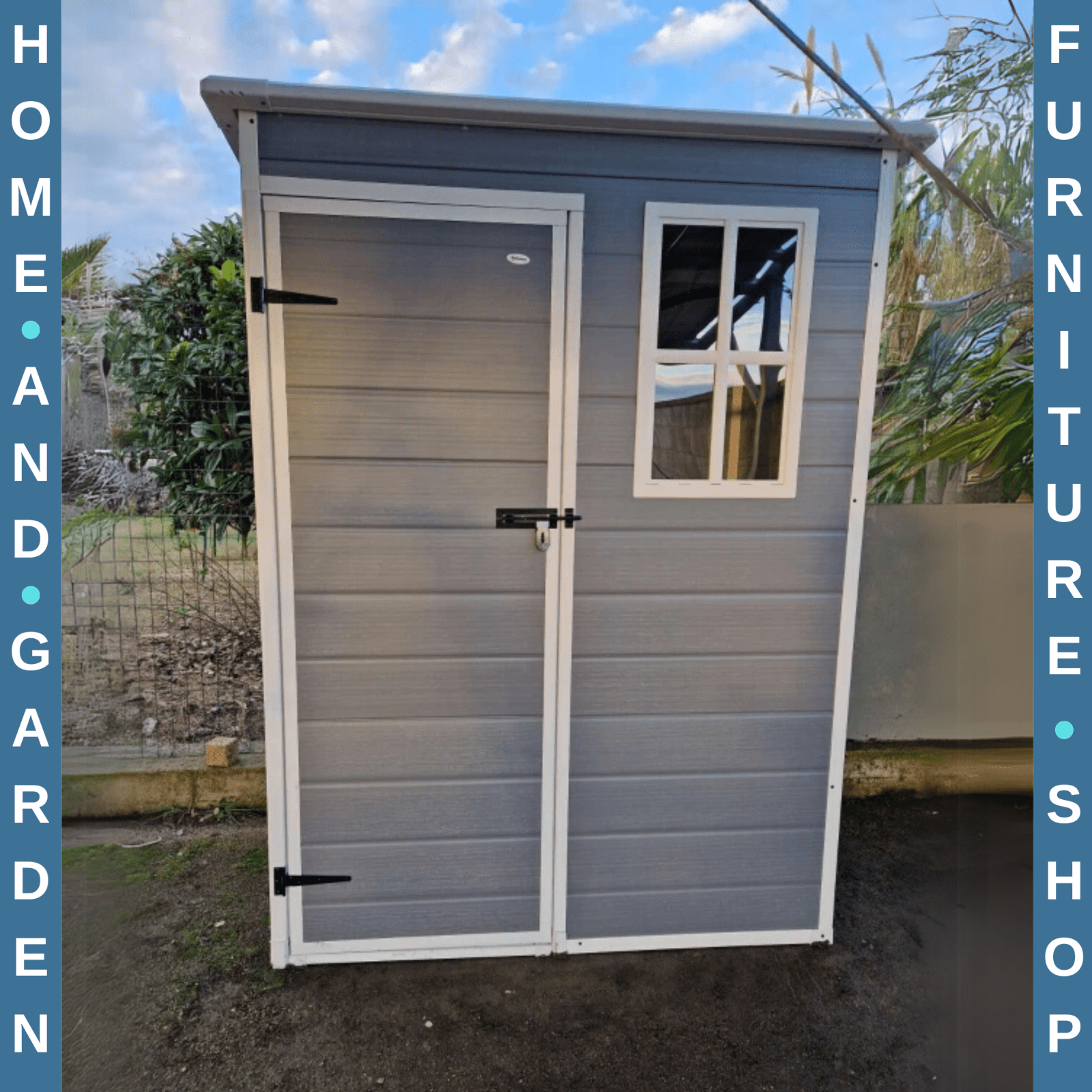 Grey Garden Storage Shed with Lockable Door Window 5x3ft Utility Tool Cabinet - Home and Garden Furniture Shop - rustic - furniture