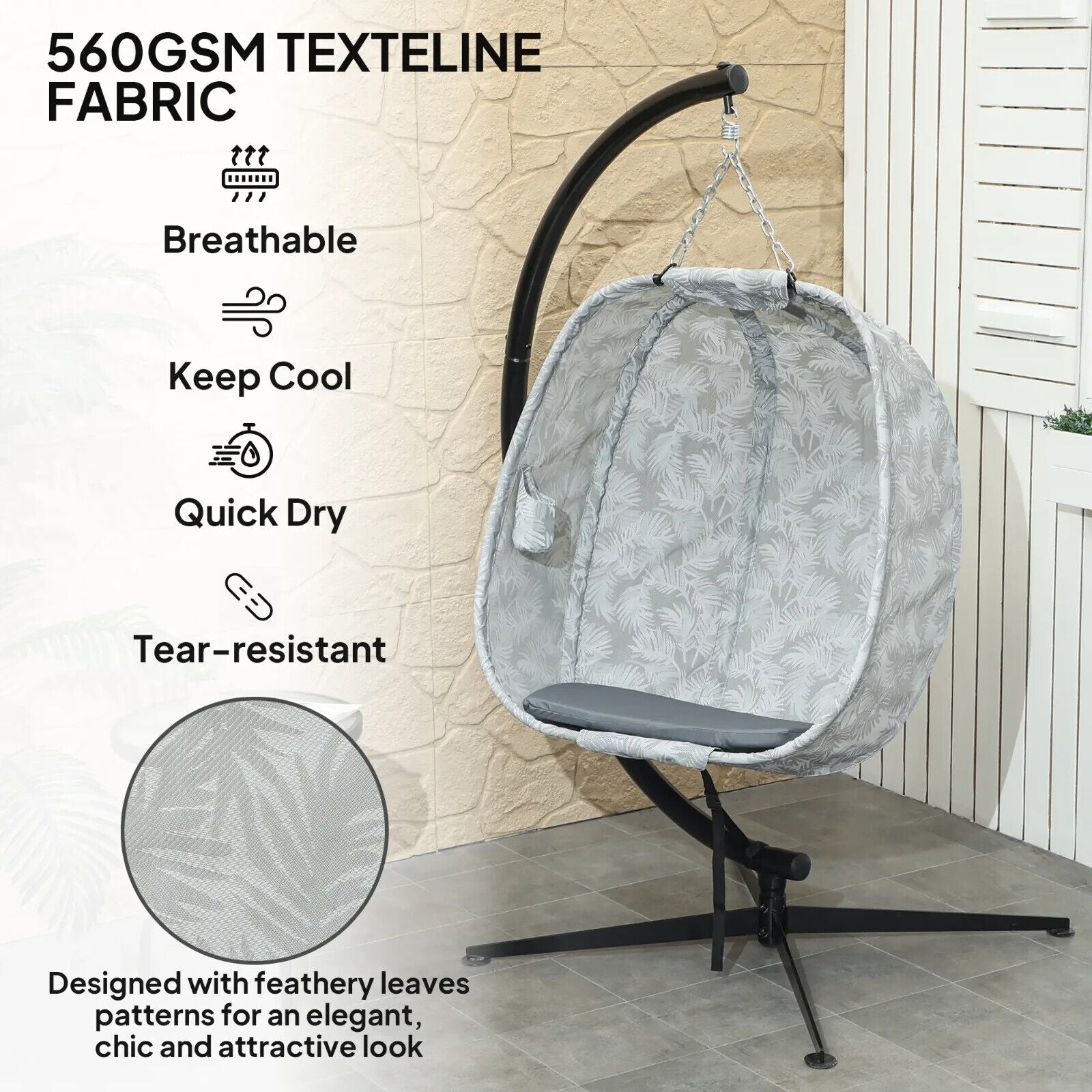 Grey Hanging Egg Chair Outdoor Indoor Swing Chair Conservatory Garden Furniture - Home and Garden Furniture Shop - #rustic - furniture#
