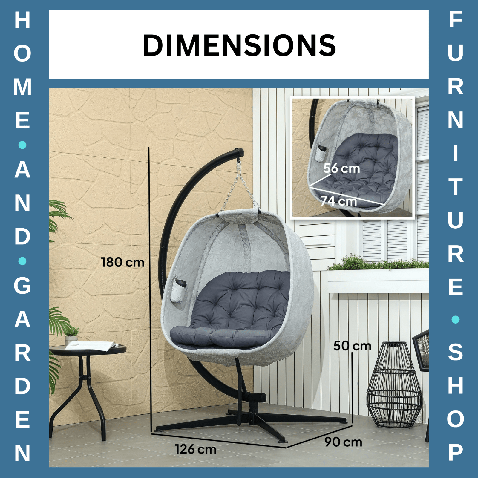 Grey Hanging Egg Chair Outdoor Indoor Swing Chair Conservatory Garden Furniture - Home and Garden Furniture Shop - rustic - furniture