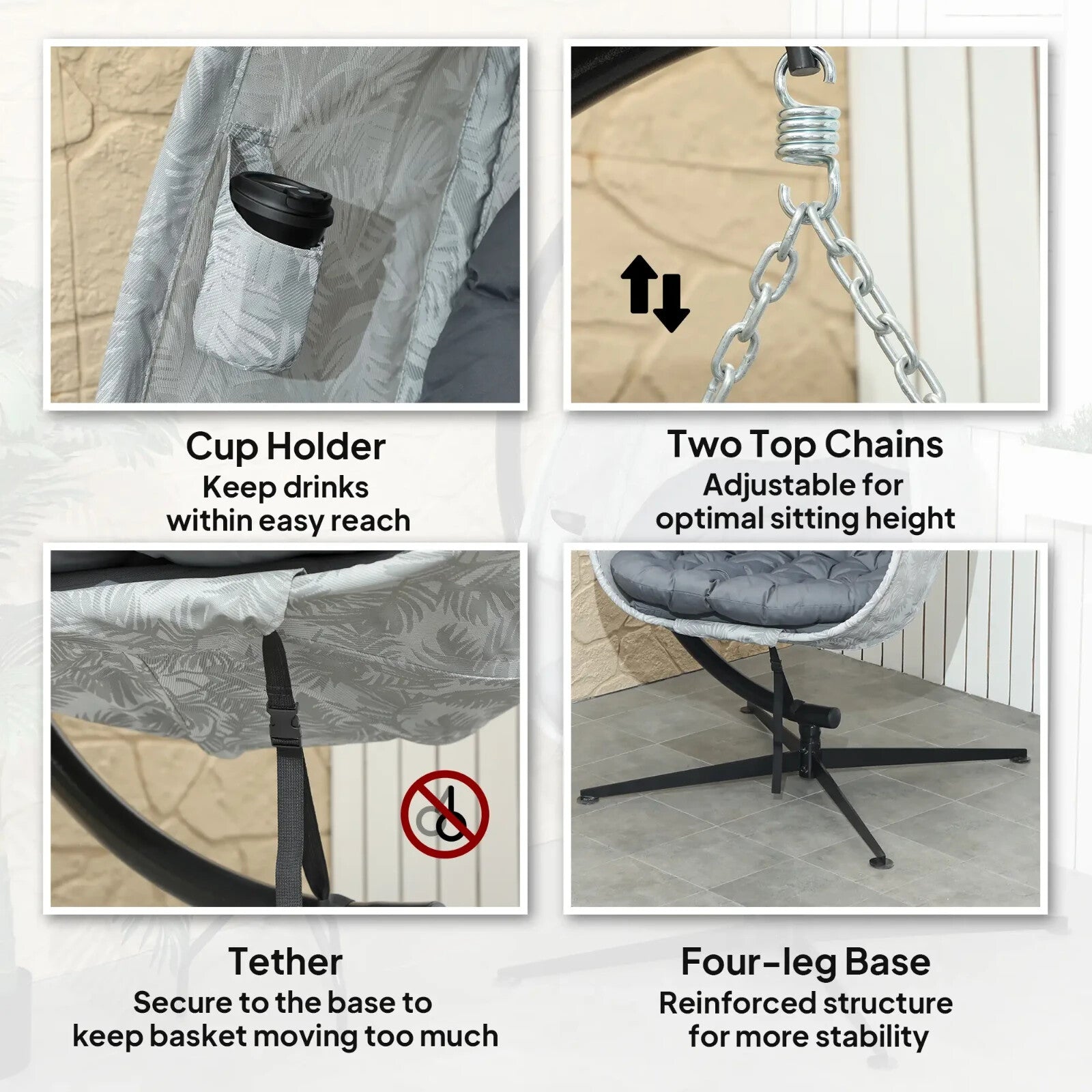 Grey Hanging Egg Chair Outdoor Indoor Swing Chair Conservatory Garden Furniture - Home and Garden Furniture Shop - rustic - furniture