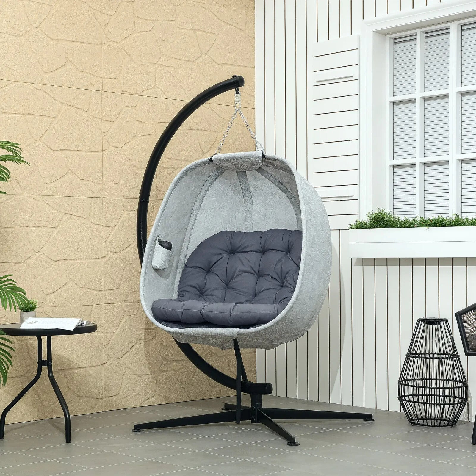 Grey Hanging Egg Chair Outdoor Indoor Swing Chair Conservatory Garden Furniture - Home and Garden Furniture Shop - rustic - furniture