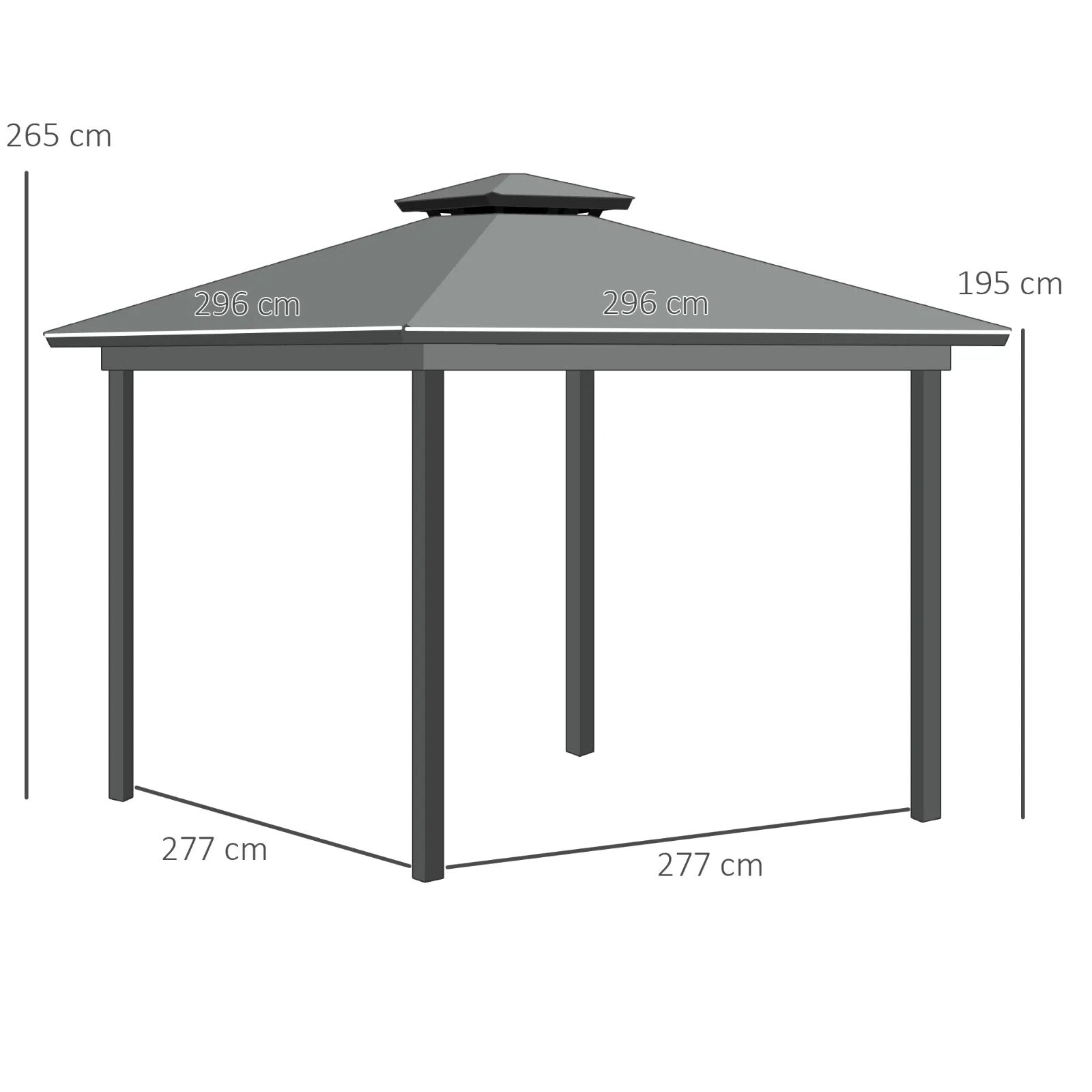 Grey Heavy Duty 3 x 3m Patio Gazebo Garden Shelter Mosquito Netting Double Roof - Home and Garden Furniture Shop - rustic - furniture