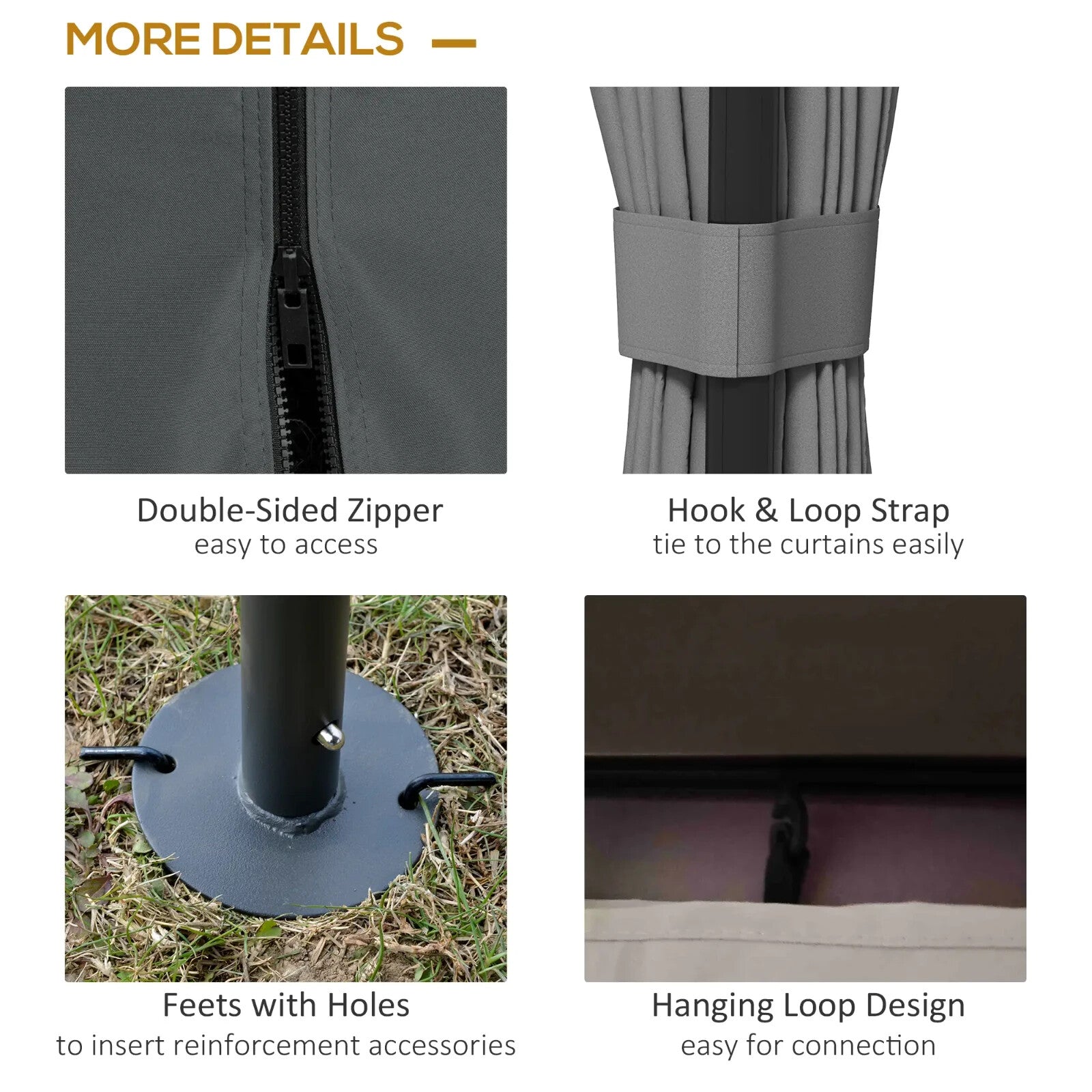 Grey Heavy Duty 3 x 3m Patio Gazebo Garden Shelter Mosquito Netting Double Roof - Home and Garden Furniture Shop - rustic - furniture