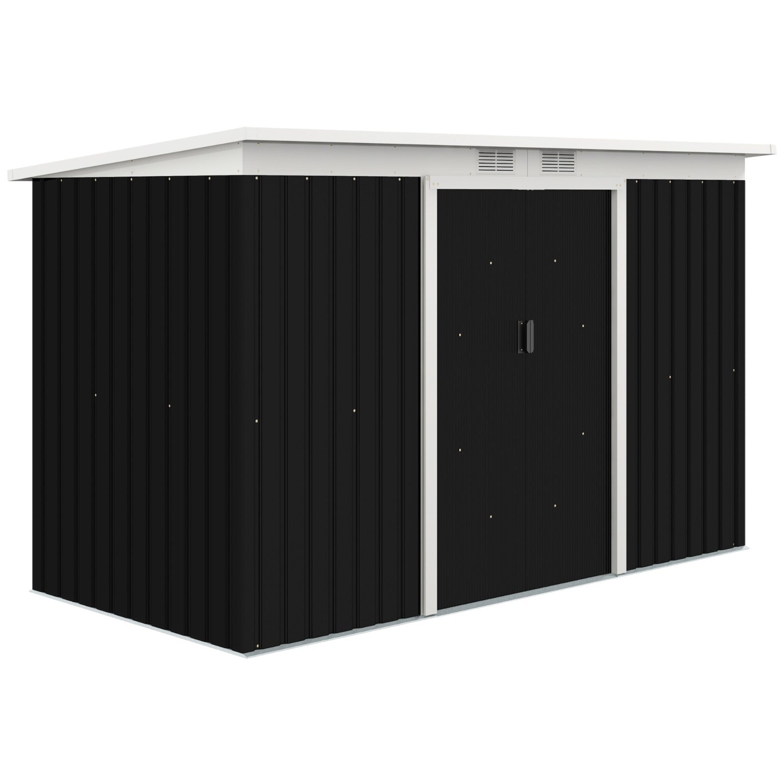 Grey Metal Garden Storage Shed 9 x 4ft Tool Shed Sliding Doors Sloped Roof Vents - Home and Garden Furniture Shop - rustic - furniture