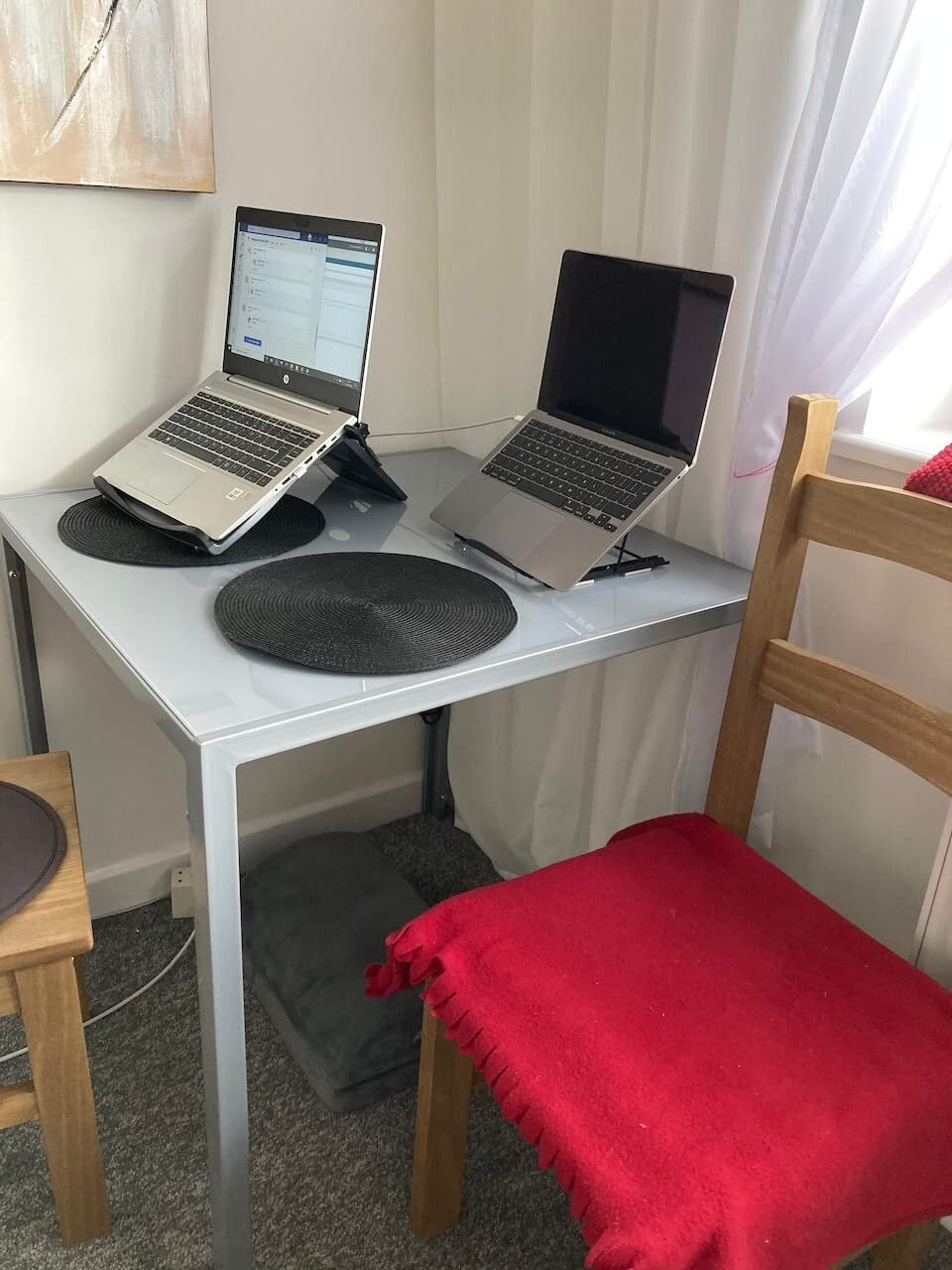 Grey Modern Square Dining Table with Tempered Glass Top Metal Legs Kitchen Table - Home and Garden Furniture Shop - rustic - furniture