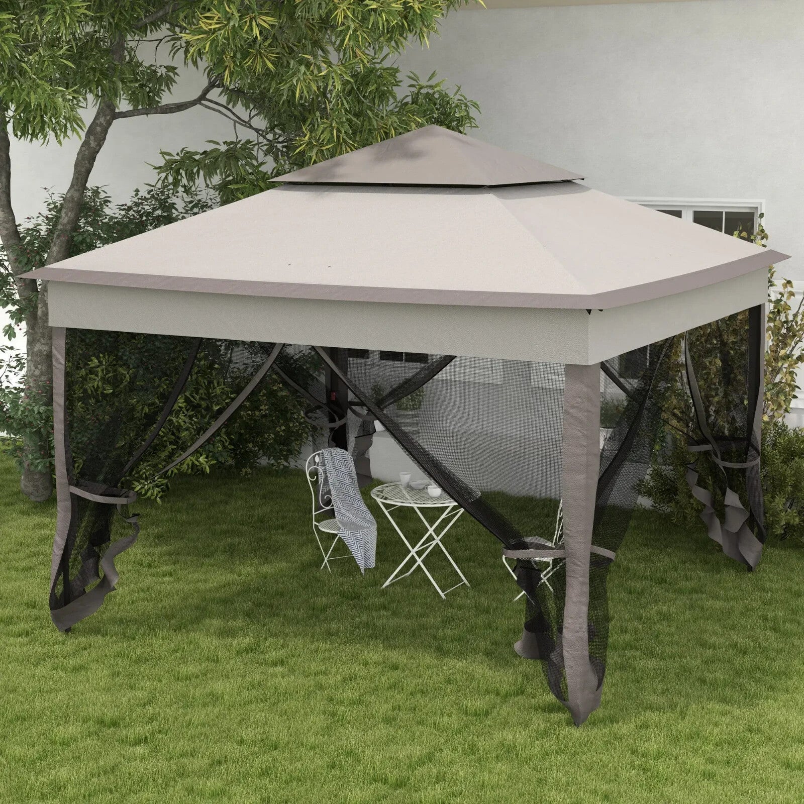 Grey Outdoor Garden Folding Tent Heavy Duty Pop Up Gazebo with Sides Party Patio - Home and Garden Furniture Shop - rustic - furniture