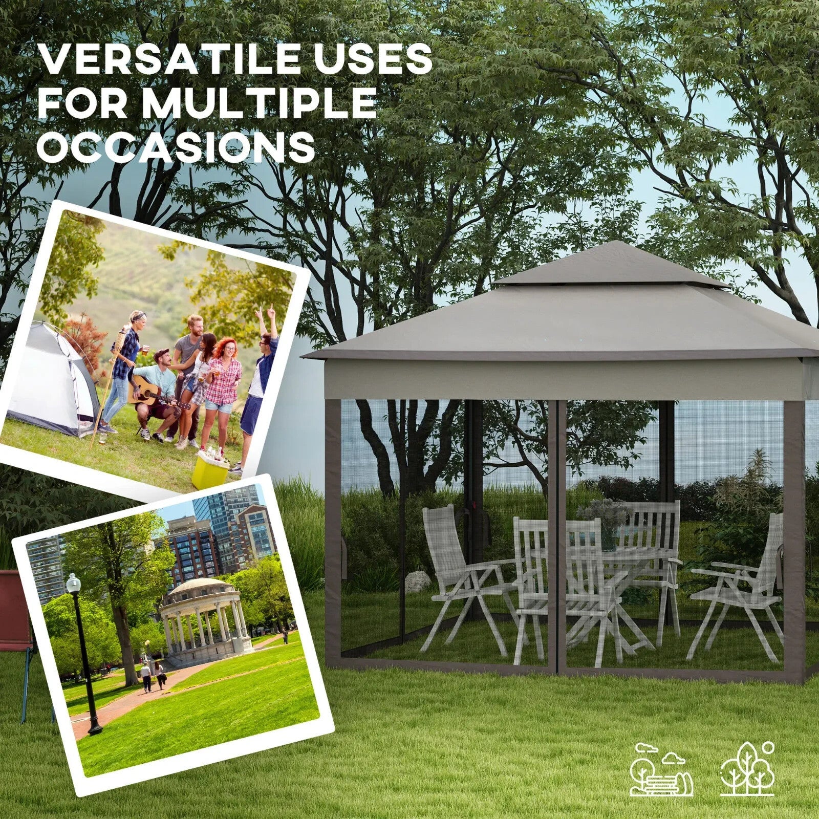 Grey Outdoor Garden Folding Tent Heavy Duty Pop Up Gazebo with Sides Party Patio - Home and Garden Furniture Shop - rustic - furniture