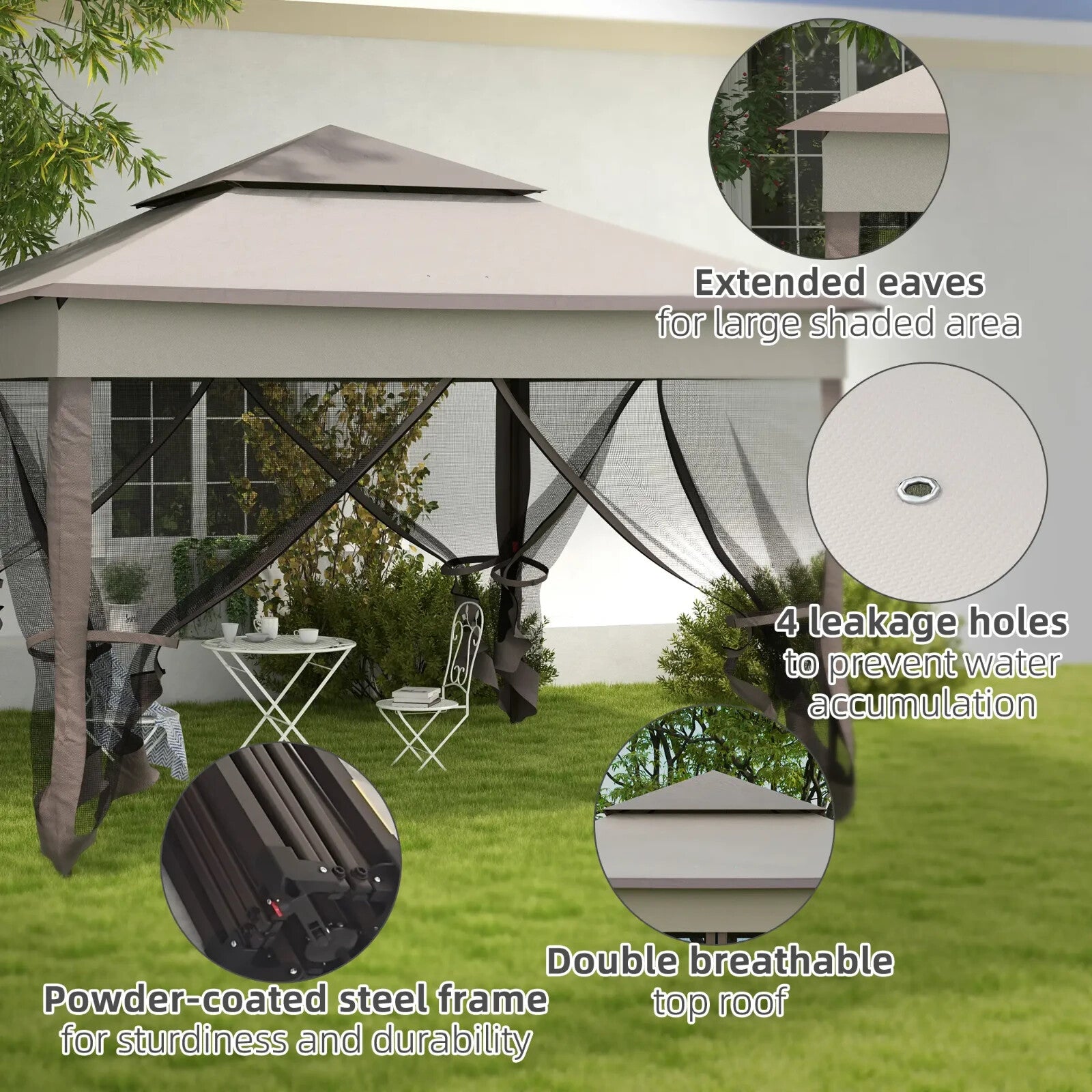 Grey Outdoor Garden Folding Tent Heavy Duty Pop Up Gazebo with Sides Party Patio - Home and Garden Furniture Shop - rustic - furniture
