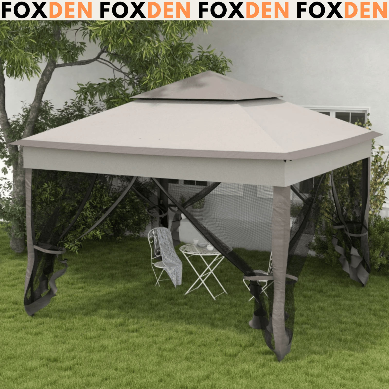 Grey Outdoor Garden Folding Tent Heavy Duty Pop Up Gazebo with Sides Party Patio - Home and Garden Furniture Shop - #rustic - furniture#