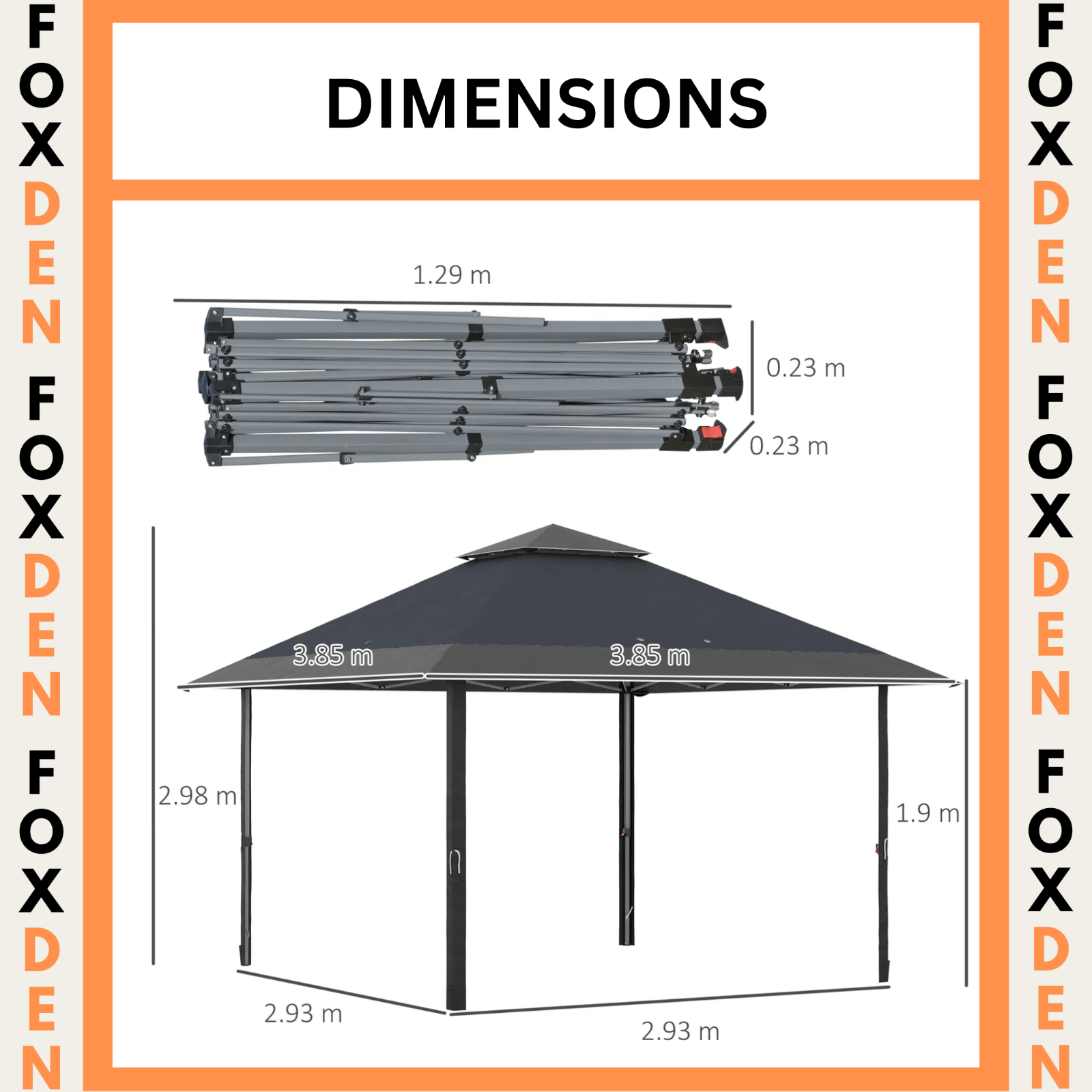 Grey Outdoor Pop Up Canopy Gazebo 4 x 4m Garden Tent Cover Adjustable Legs Bag - Home and Garden Furniture Shop - #rustic - furniture#