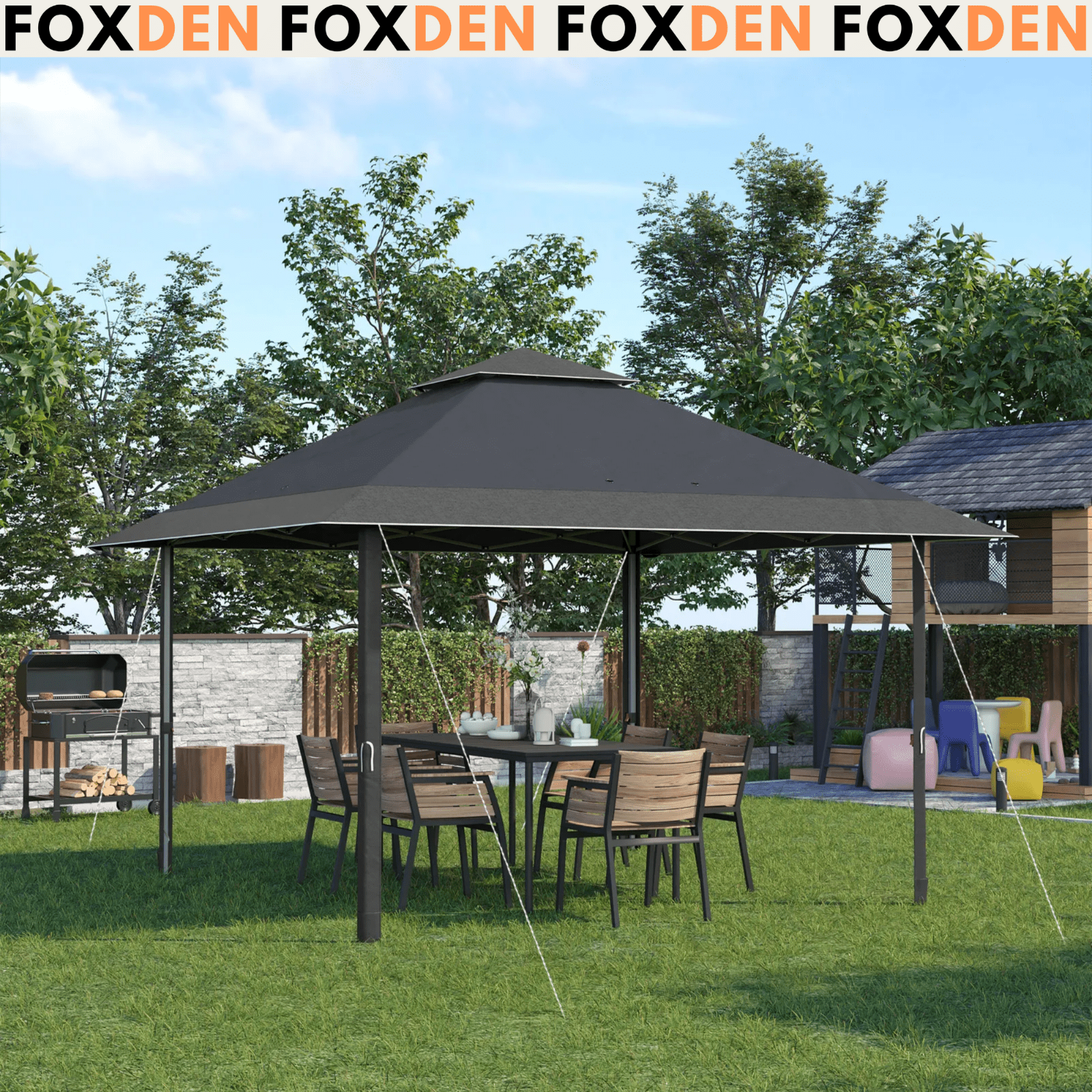 Grey Outdoor Pop Up Canopy Gazebo 4 x 4m Garden Tent Cover Adjustable Legs Bag - Home and Garden Furniture Shop - #rustic - furniture#