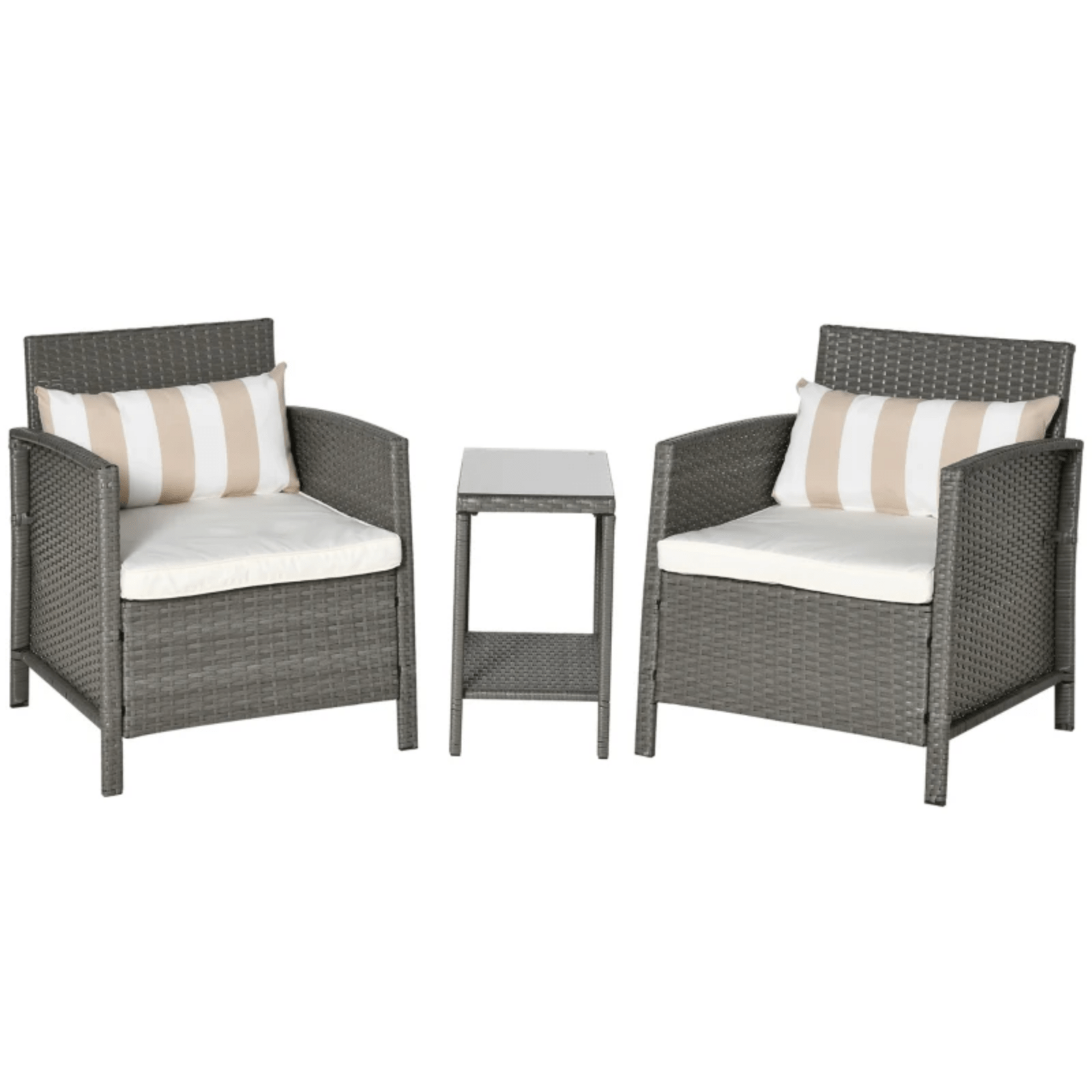 Grey Outdoor Rattan Sofa Set Garden Patio Armchairs Coffee Side Table Cushion - Home and Garden Furniture Shop - #rustic - furniture#