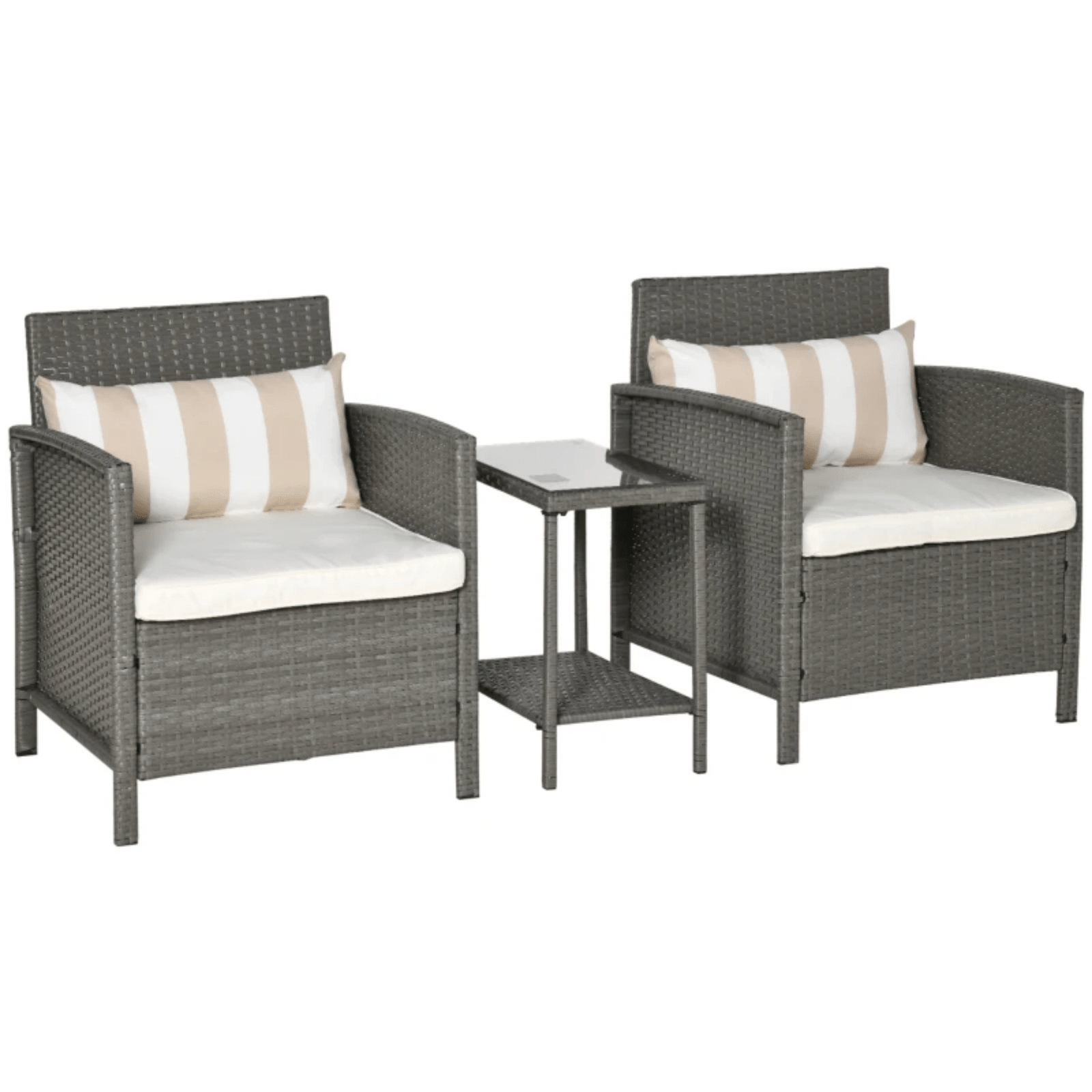 Grey Outdoor Rattan Sofa Set Garden Patio Armchairs Coffee Side Table Cushion - Home and Garden Furniture Shop - #rustic - furniture#