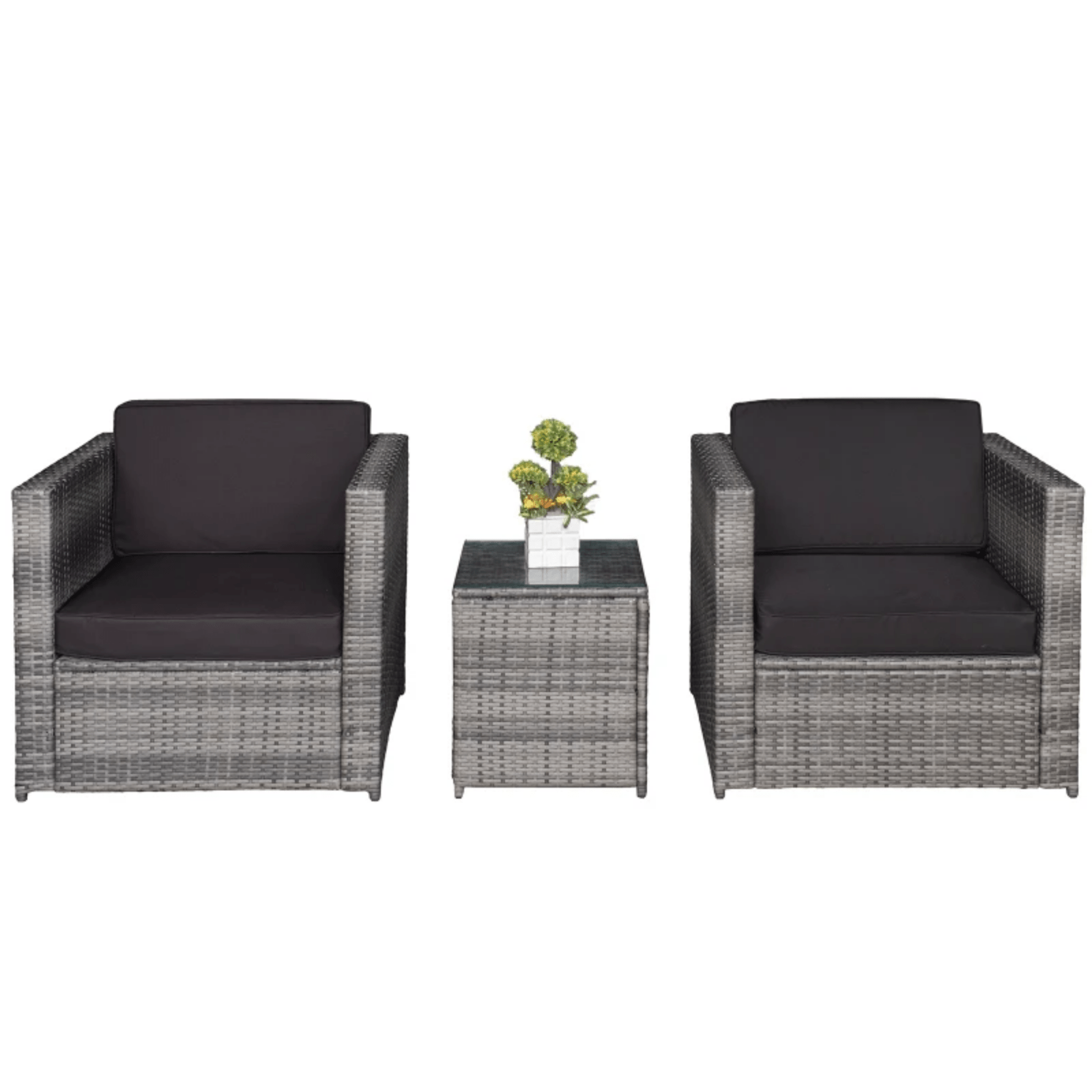 Grey Patio 2 Seater Rattan Sofa Garden Furniture Set Coffee Table Seat Cushions - Home and Garden Furniture Shop - #rustic - furniture#