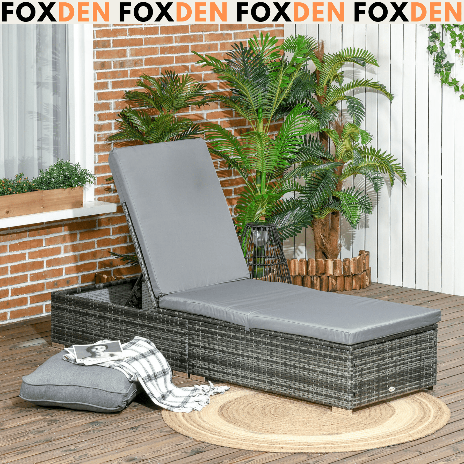 Grey Patio Rattan Chaise Lounge Garden Wicker Sun Lounger Outdoor Furniture Bed - Home and Garden Furniture Shop - #rustic - furniture#