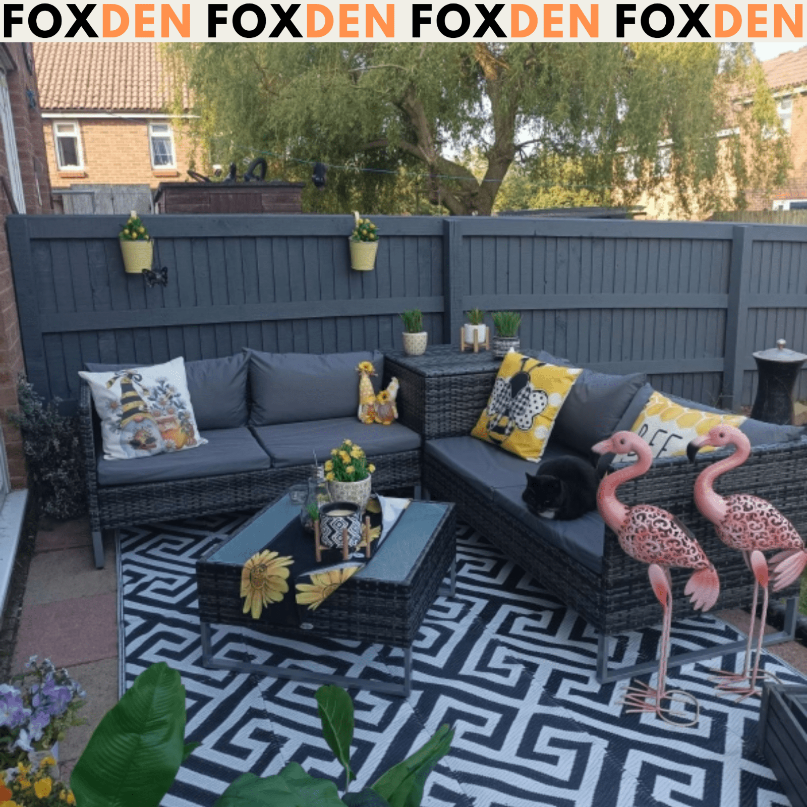 Grey Patio Rattan Corner Sofa Garden Furniture Set Table Cushions Storage Box - Home and Garden Furniture Shop - rustic - furniture