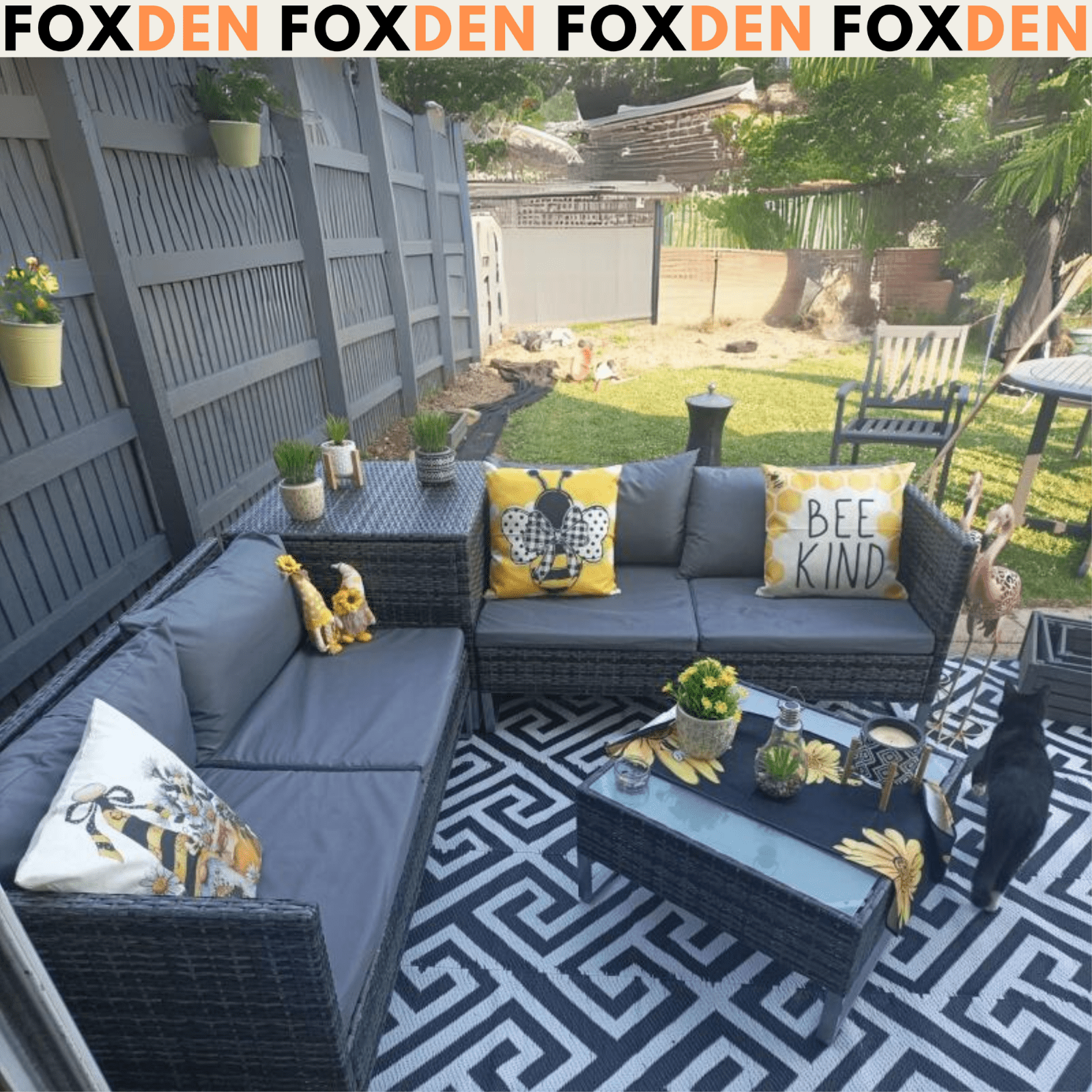 Grey Patio Rattan Corner Sofa Garden Furniture Set Table Cushions Storage Box - Home and Garden Furniture Shop - rustic - furniture