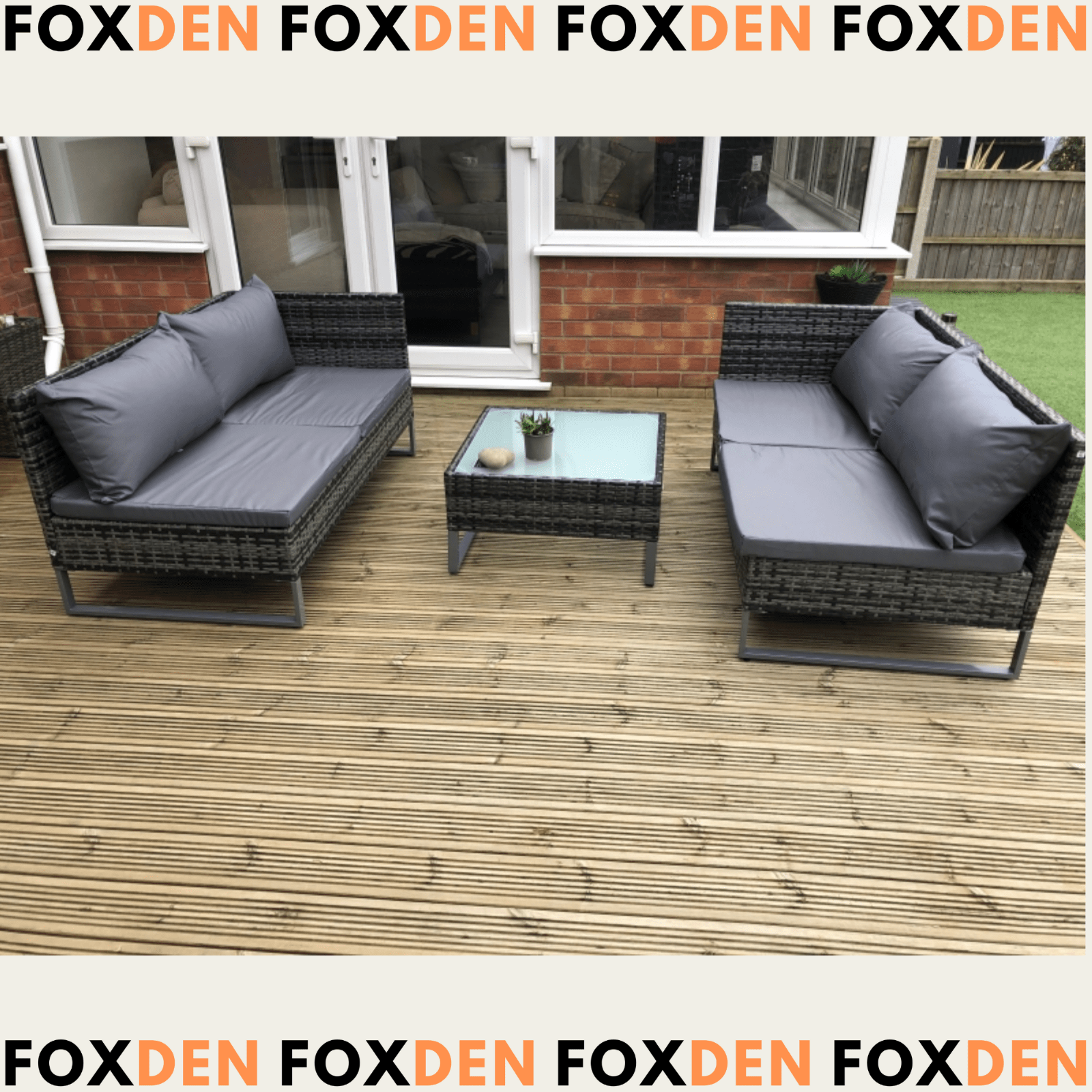 Grey Patio Rattan Corner Sofa Garden Furniture Set Table Cushions Storage Box - Home and Garden Furniture Shop - rustic - furniture