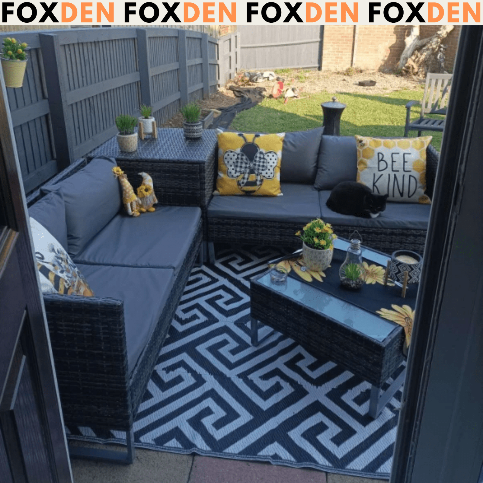 Grey Patio Rattan Corner Sofa Garden Furniture Set Table Cushions Storage Box - Home and Garden Furniture Shop - rustic - furniture