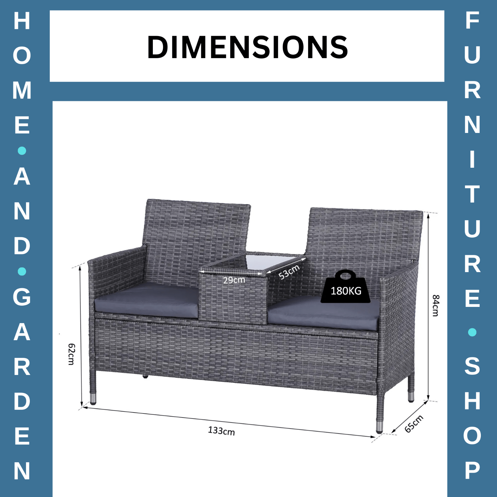 Grey Rattan Companion Chair Set Patio Garden Furniture Love Seat Sofa Side Table - Home and Garden Furniture Shop - rustic - furniture