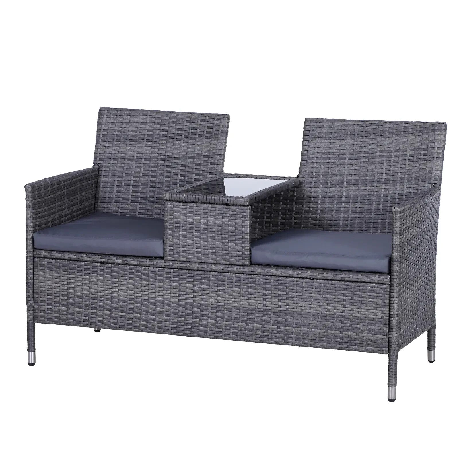 Grey Rattan Companion Chair Set Patio Garden Furniture Love Seat Sofa Side Table - Home and Garden Furniture Shop - rustic - furniture
