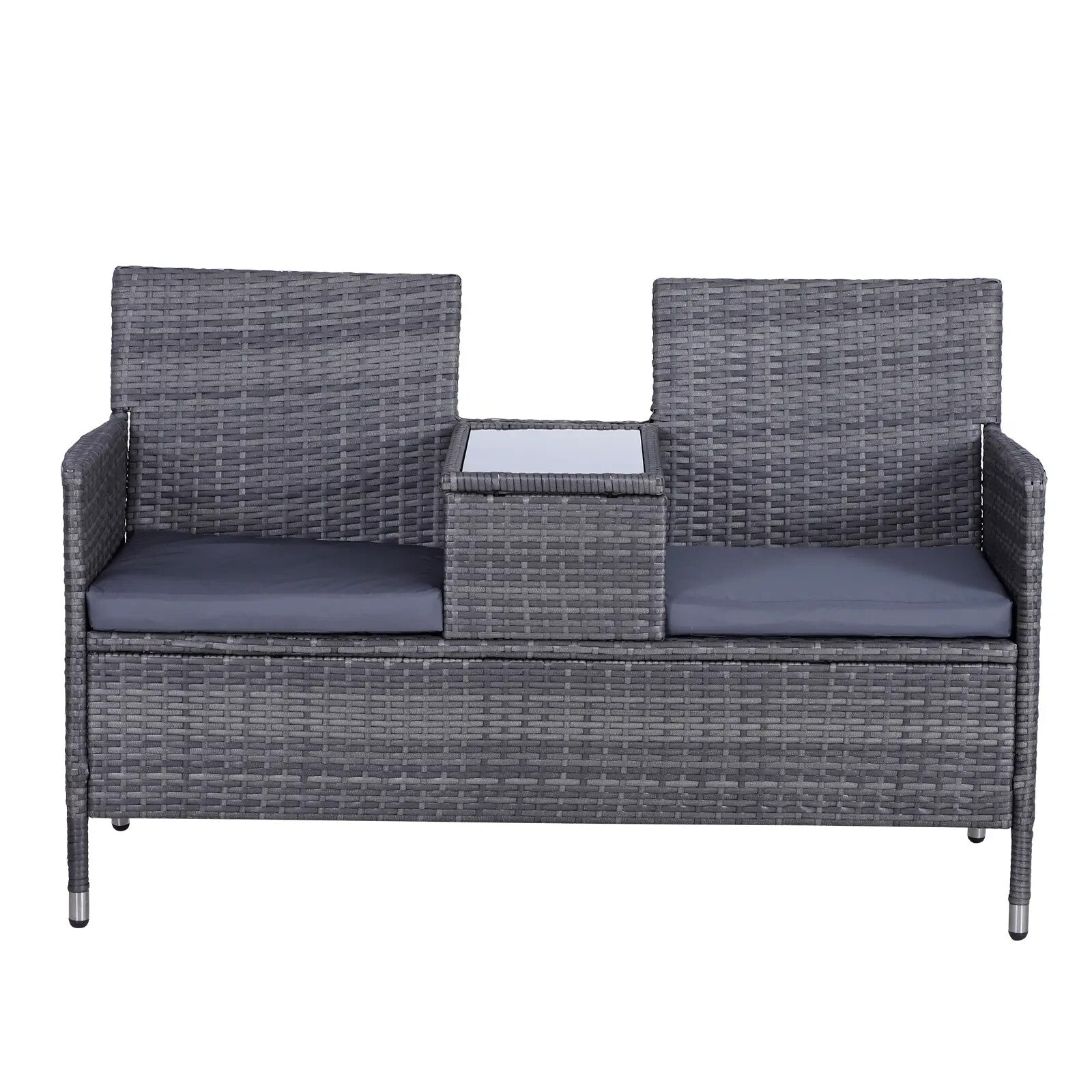 Grey Rattan Companion Chair Set Patio Garden Furniture Love Seat Sofa Side Table - Home and Garden Furniture Shop - rustic - furniture