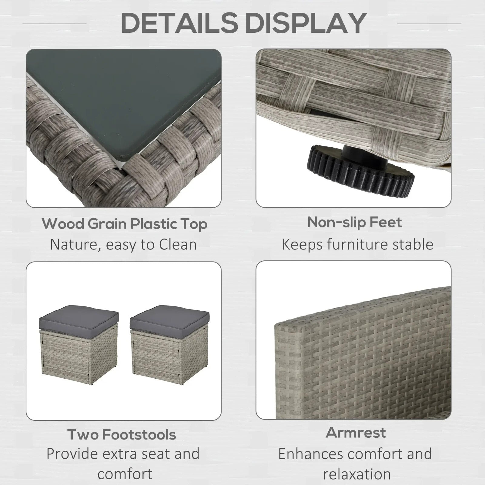 Grey Rattan Sofa Set with Glass Dining Table and Chairs Cushion Outdoor Seating - Home and Garden Furniture Shop - rustic - furniture