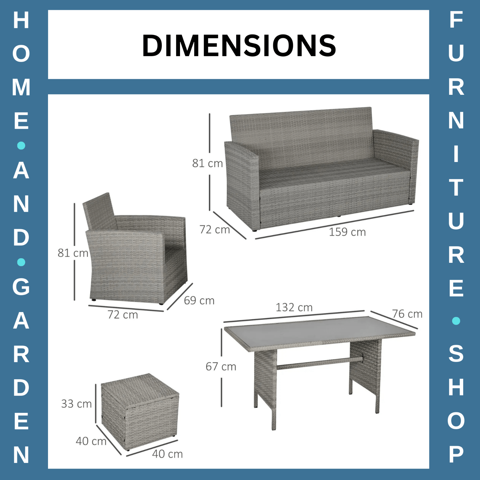 Grey Rattan Sofa Set with Glass Dining Table and Chairs Cushion Outdoor Seating - Home and Garden Furniture Shop - rustic - furniture