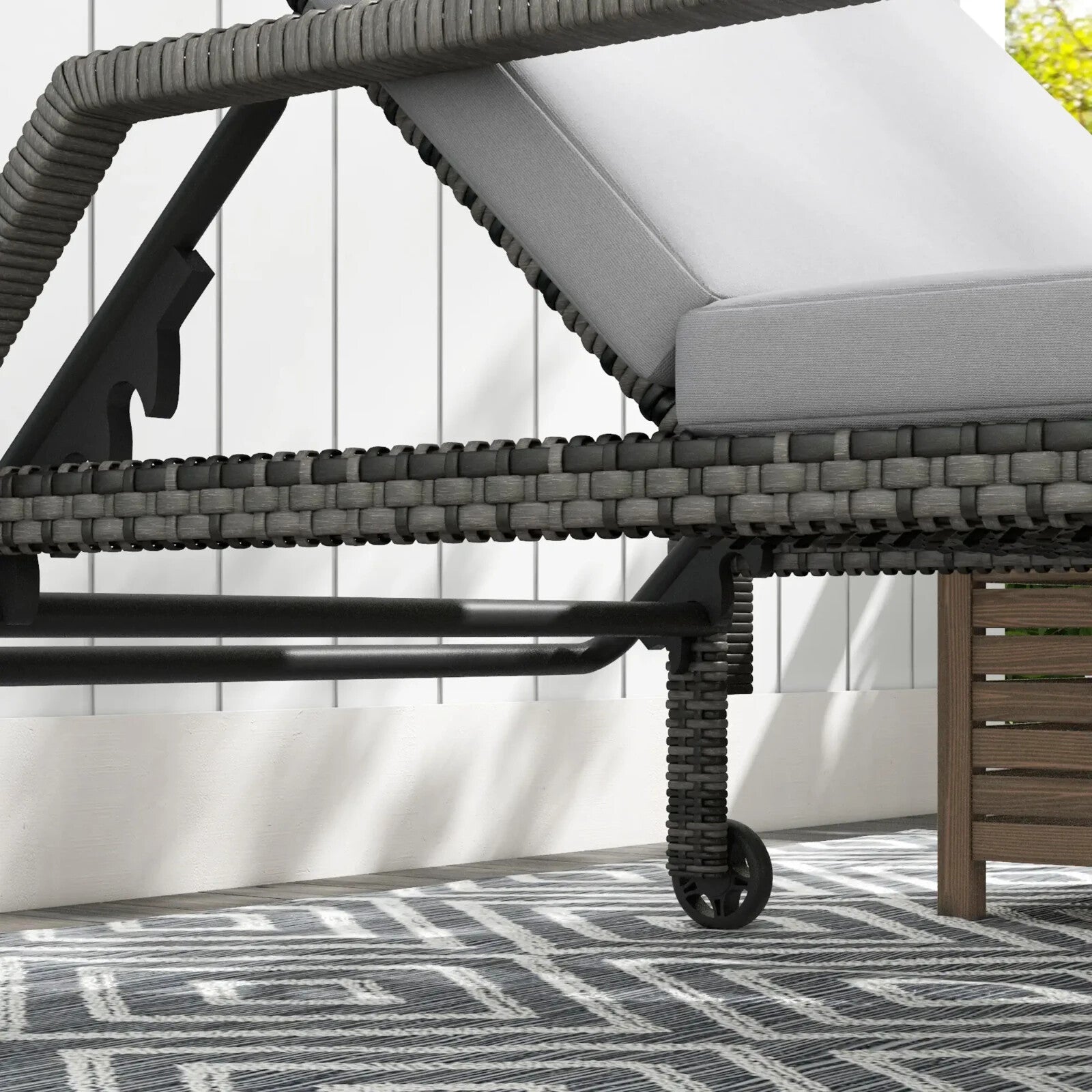 Grey Rattan Sun Loungers Set of 2 Garden Recliner Chairs Adjustable Backrest Bed - Home and Garden Furniture Shop - rustic - furniture