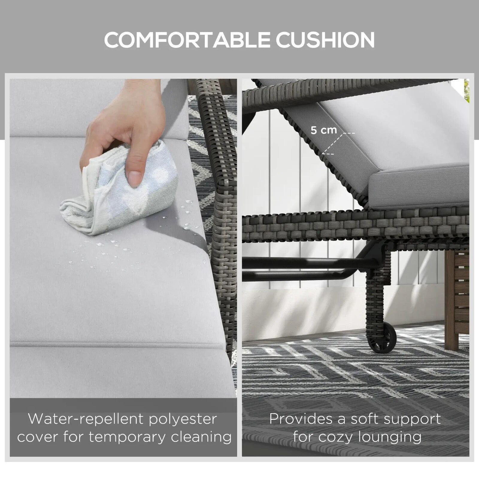 Grey Rattan Sun Loungers Set of 2 Garden Recliner Chairs Adjustable Backrest Bed - Home and Garden Furniture Shop - rustic - furniture