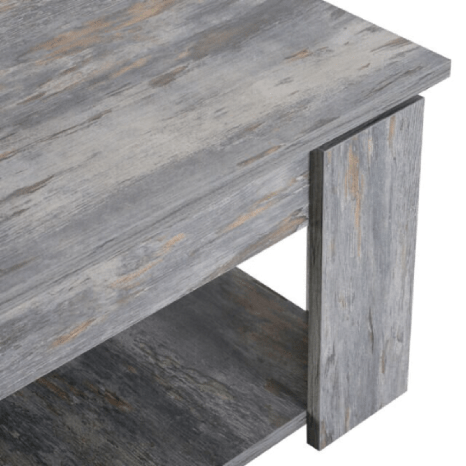 Grey Square Coffee Table with Shelf End Console Table Living Room Storage Table - Home and Garden Furniture Shop - #rustic - furniture#