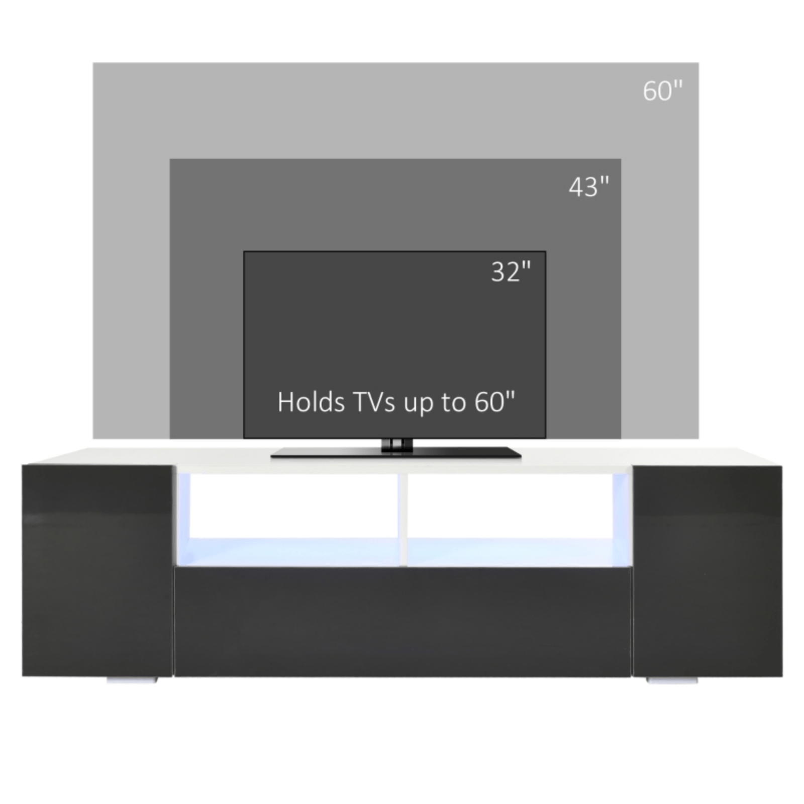 Grey TV Unit Cabinet LED TVs for 60" TV Stand Storage Media Centre Doors Shelves - Home and Garden Furniture Shop - #rustic - furniture#