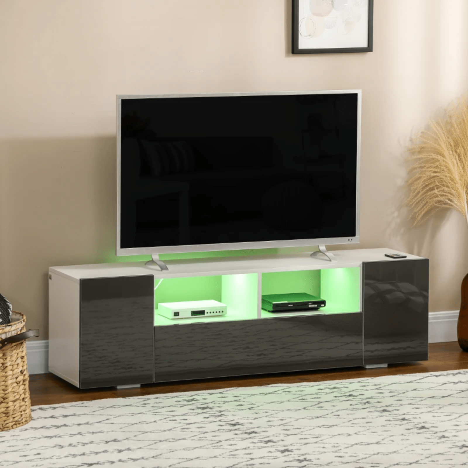 Grey TV Unit Cabinet LED TVs for 60" TV Stand Storage Media Centre Doors Shelves - Home and Garden Furniture Shop - rustic - furniture