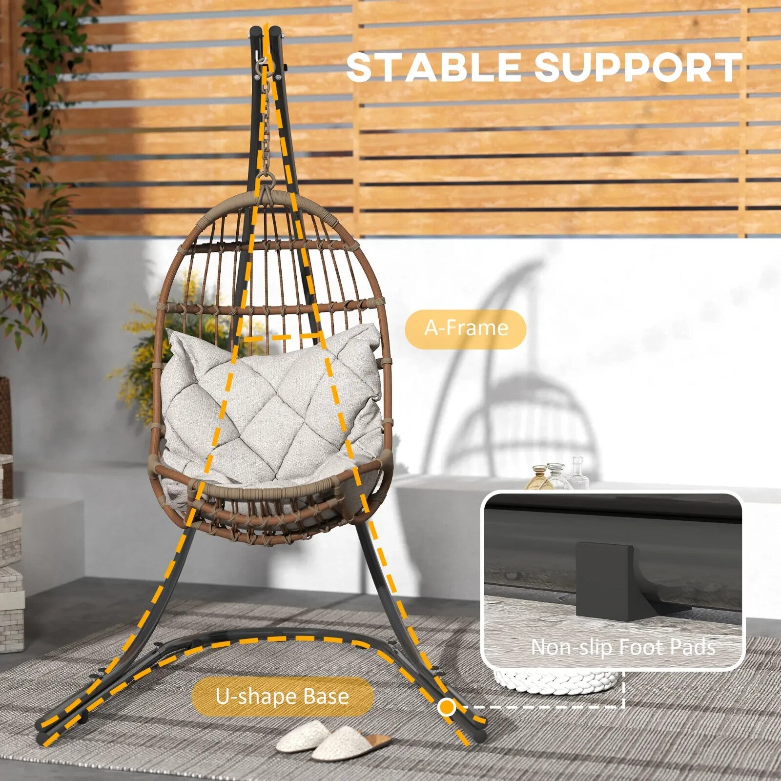 Hammock Chair Stand Heavy Duty Metal Frame for Outdoor Garden Hanging Swing Seat - Home and Garden Furniture Shop - rustic - furniture