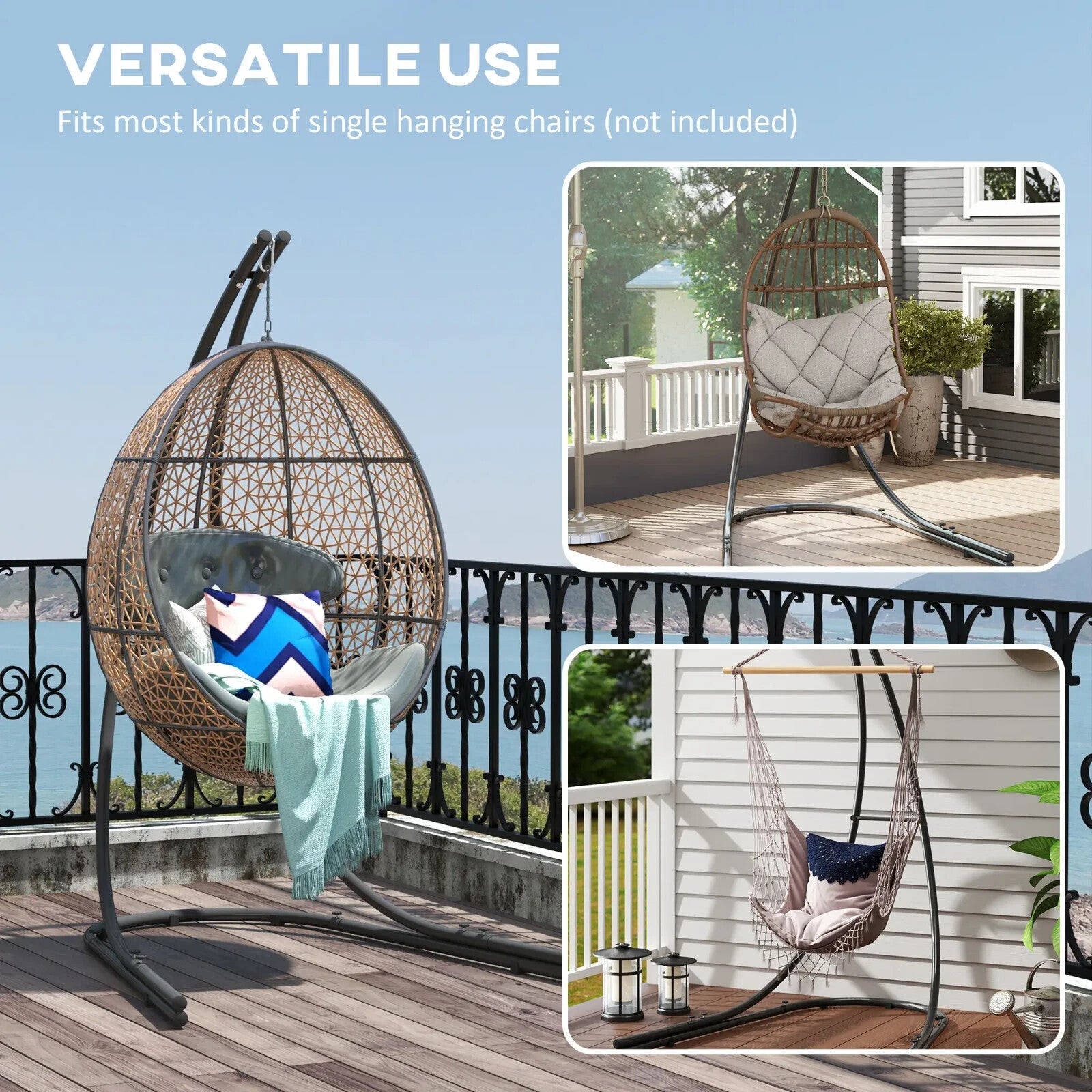 Hammock Chair Stand Heavy Duty Metal Frame for Outdoor Garden Hanging Swing Seat - Home and Garden Furniture Shop - rustic - furniture