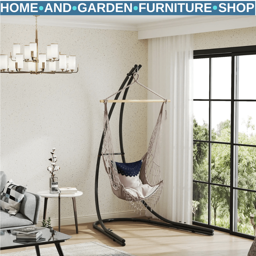 Hammock Chair Stand Heavy Duty Metal Frame for Outdoor Garden Hanging Swing Seat - Home and Garden Furniture Shop - rustic - furniture