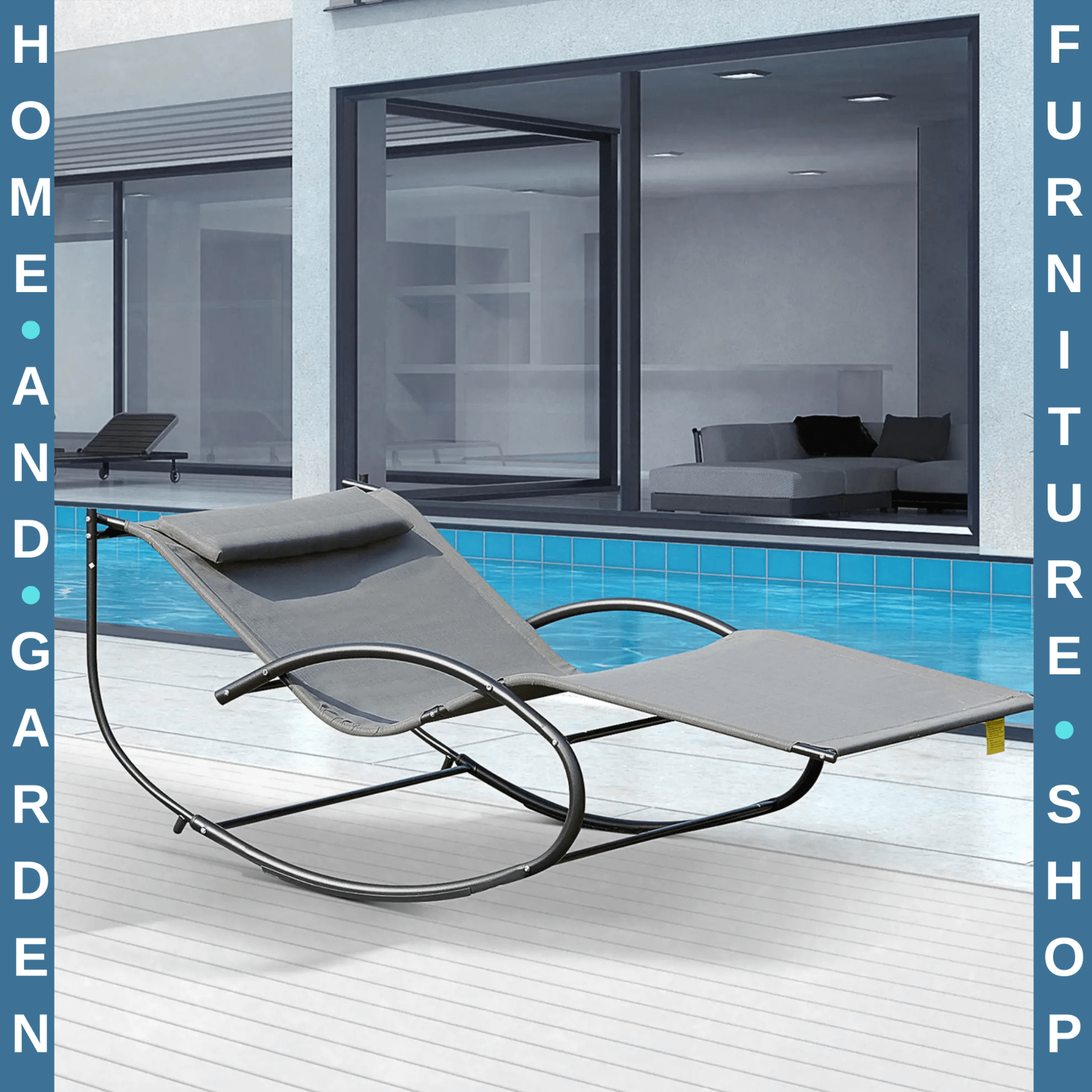 Hammock Chair Sun Bed Rocking Seat with Metal Frame and Pillow for Garden Grey - Home and Garden Furniture Shop - rustic - furniture