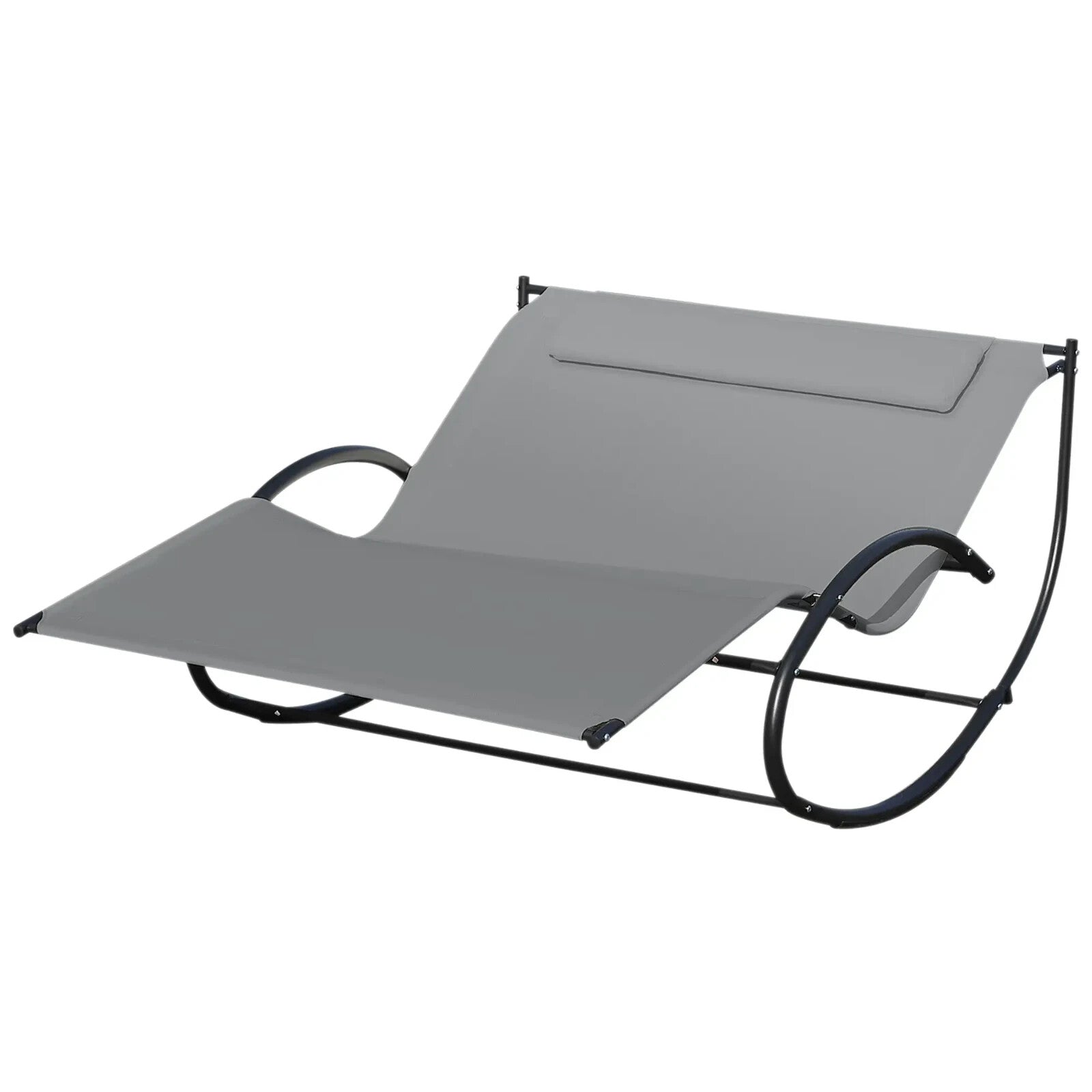 Hammock Chair Sun Bed Rocking Seat with Metal Frame and Pillow for Garden Grey - Home and Garden Furniture Shop - rustic - furniture