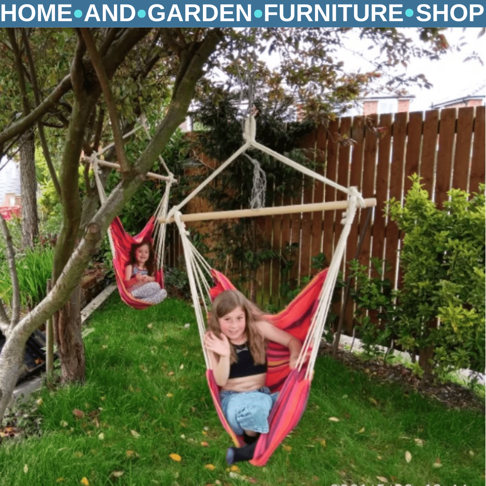 Hammock Hanging Chair Portable Rectangular with Support Bar & Rope Red Striped - Home and Garden Furniture Shop - #rustic - furniture#