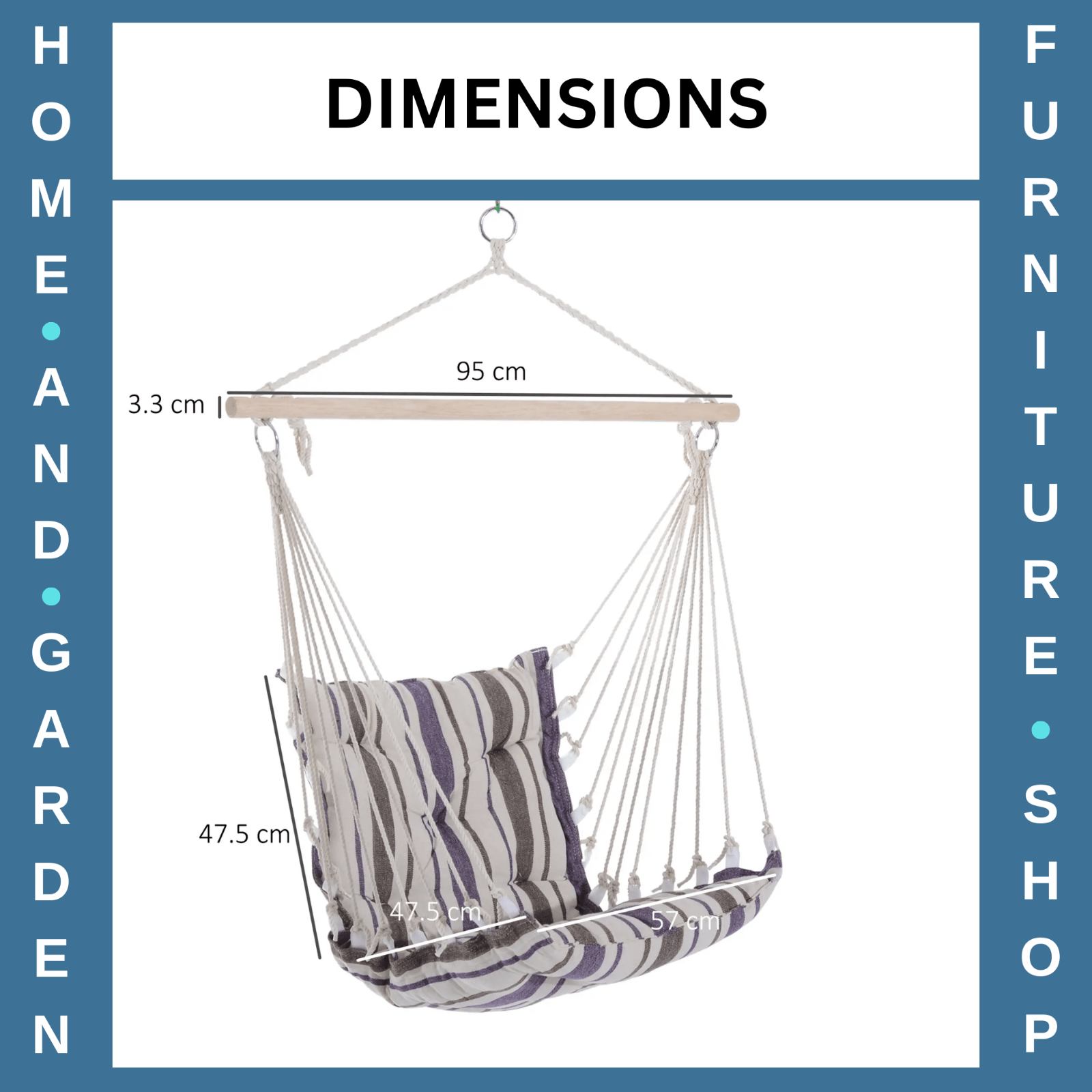 Hammock Hanging Chair Portable w/ Cushion Padded Seat & Backrest Brown Striped - Home and Garden Furniture Shop - #rustic - furniture#