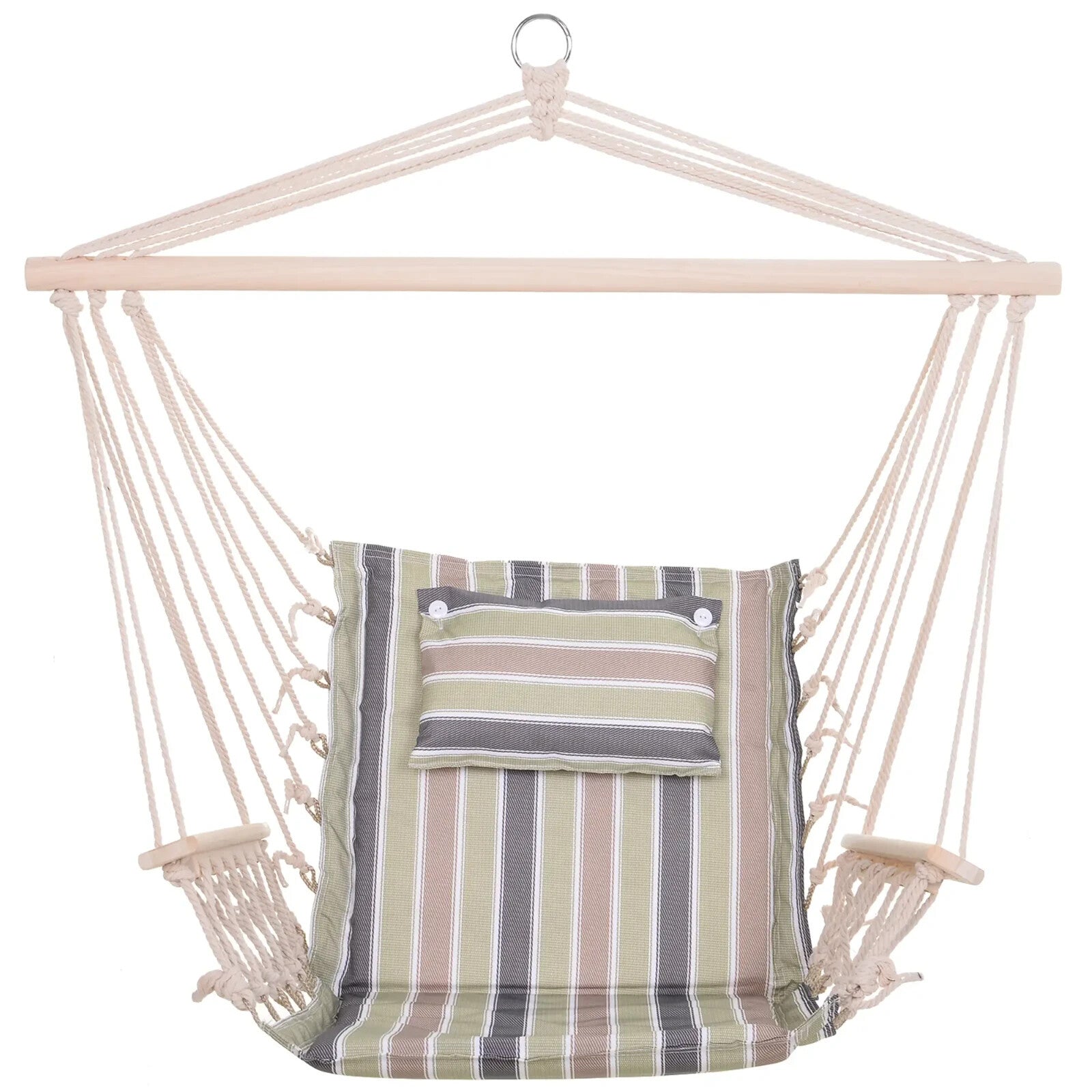 Hammock Hanging Chair Thick Rope Swing with Padded Cushion Multi - Colour Stripes - Home and Garden Furniture Shop - #rustic - furniture#